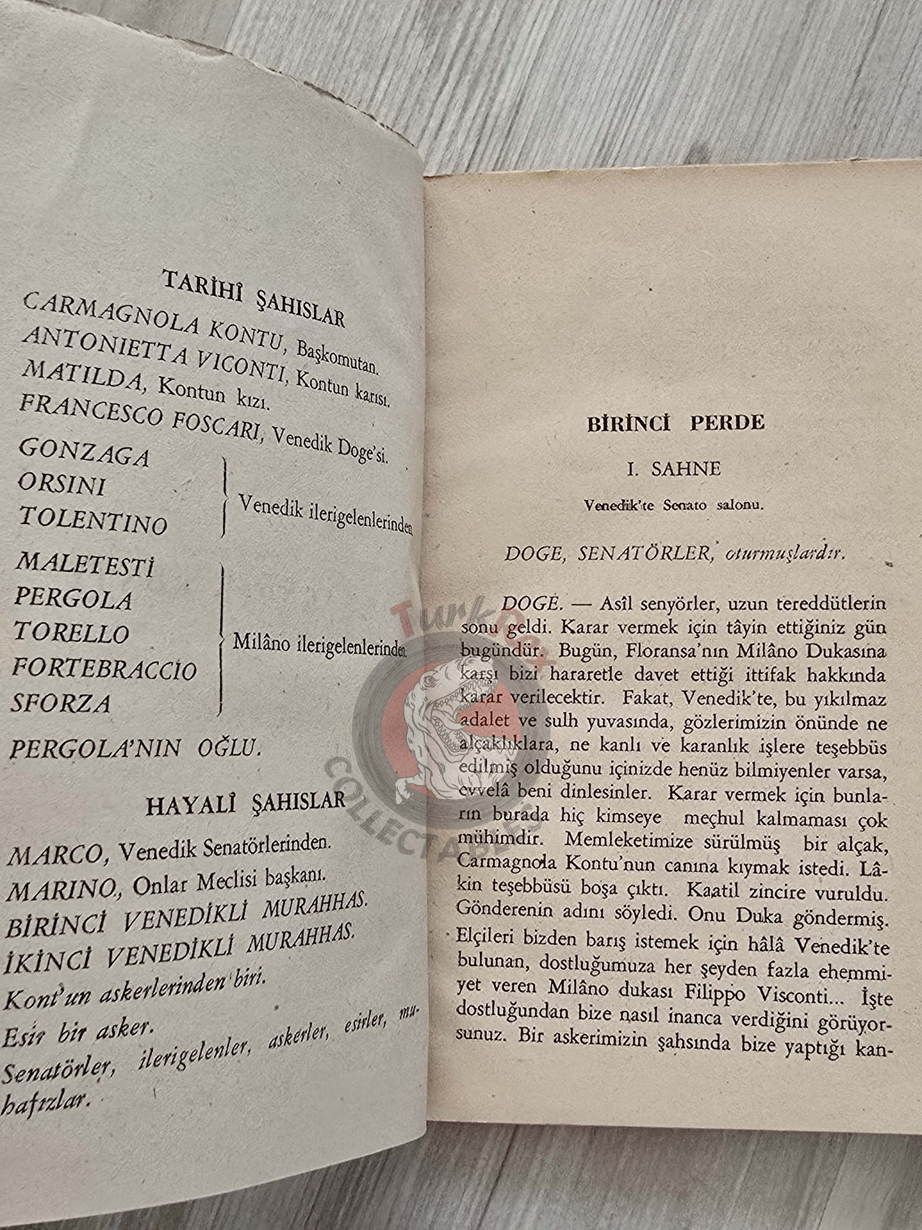 Alessandro Manzoni – Il Conte Di Carmagnola 1946 1st Turkish Book Turkey
