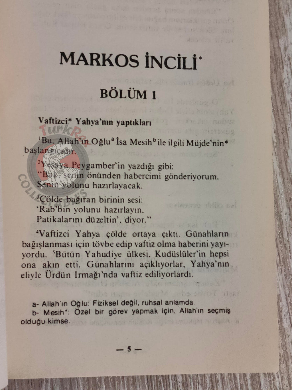 The Gospel of Mark Bible 1985 Turkish Book New Testament