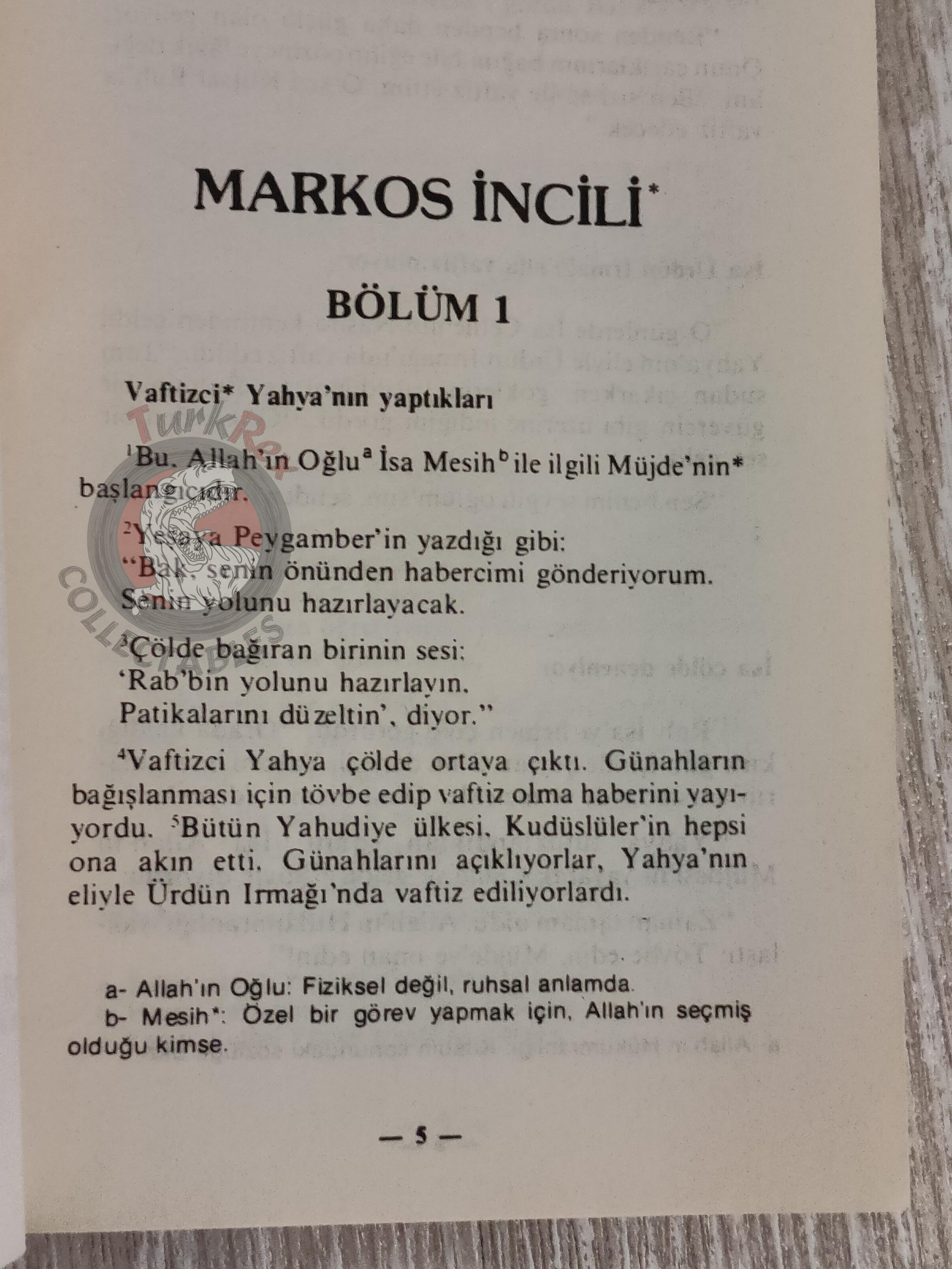 The Gospel of Mark Bible 1985 Turkish Book New Testament