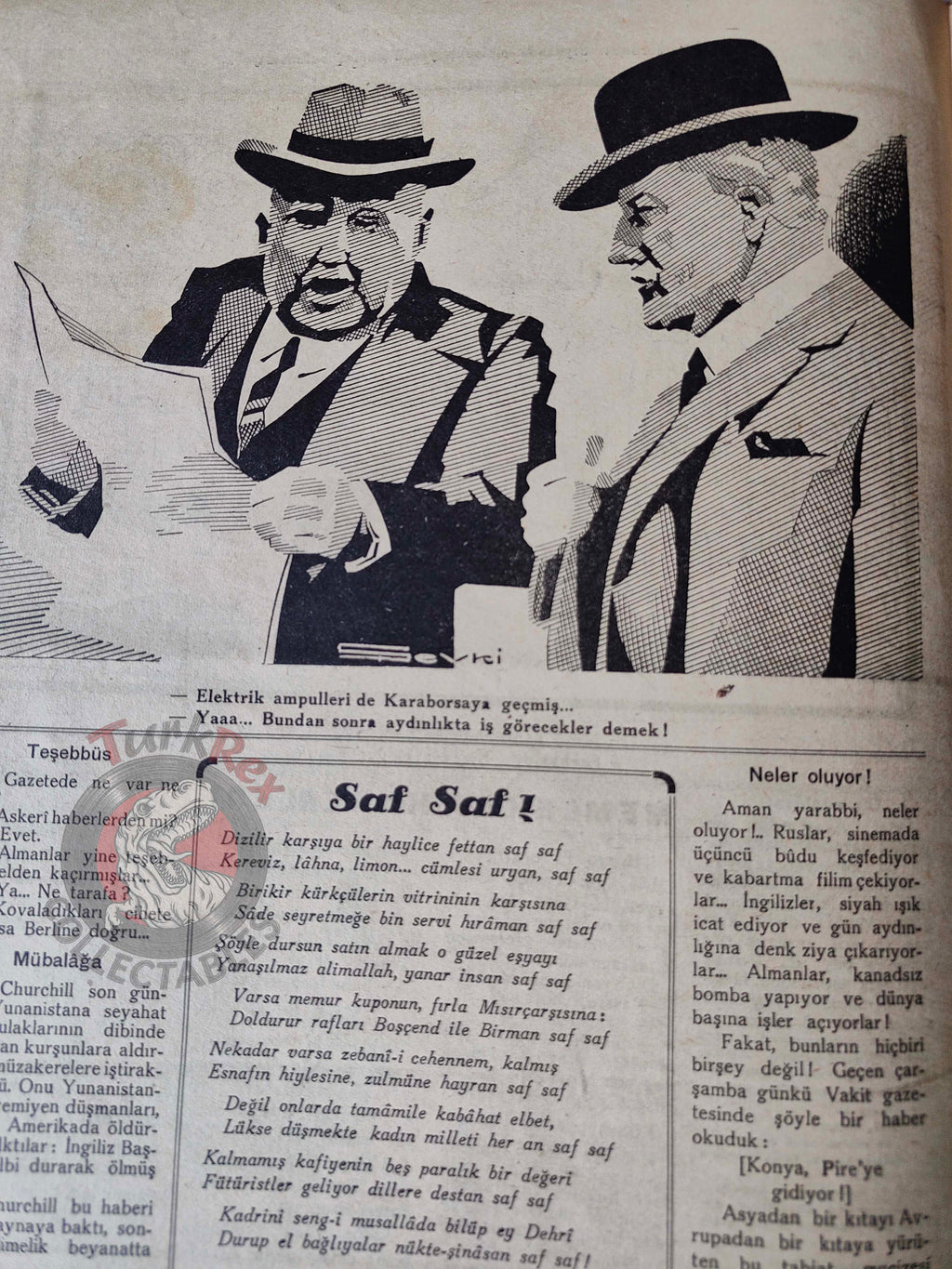 Akbaba 1945 Humor Magazine Turkish Turkey Germany My Struggle WW2 era Britain Soviet Russia