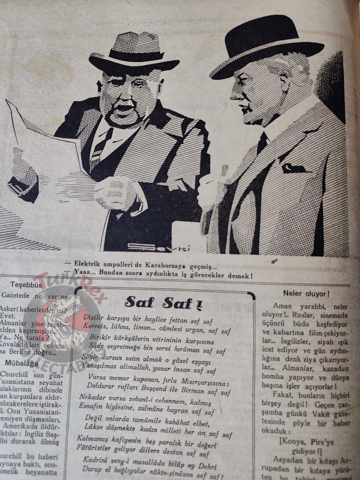 Akbaba 1945 Humor Magazine Turkish Turkey Germany My Struggle WW2 era Britain Soviet Russia