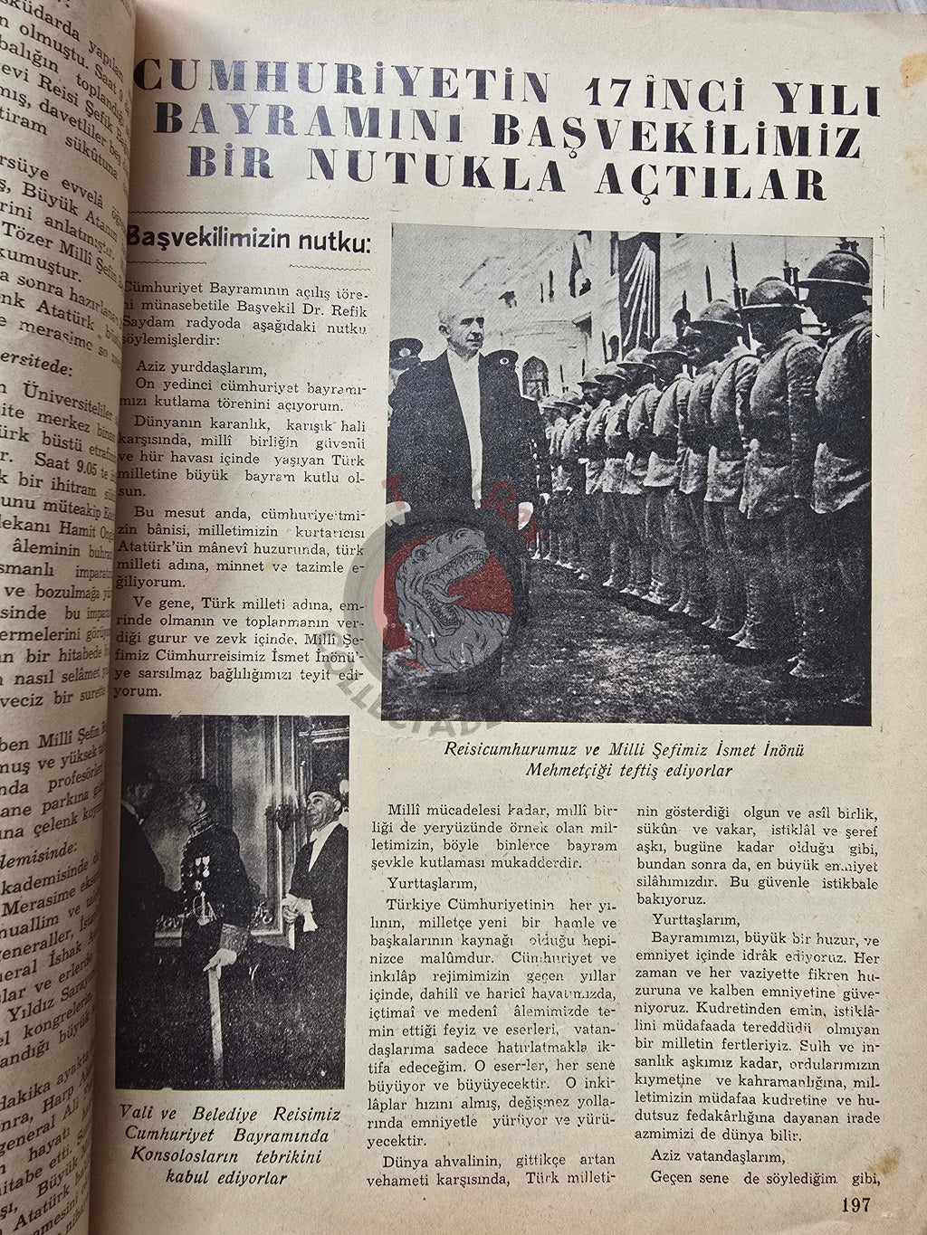 Second Anniversary of the Death of Mustafa Kemal Atatürk 1940 Turkish Mag Turkey