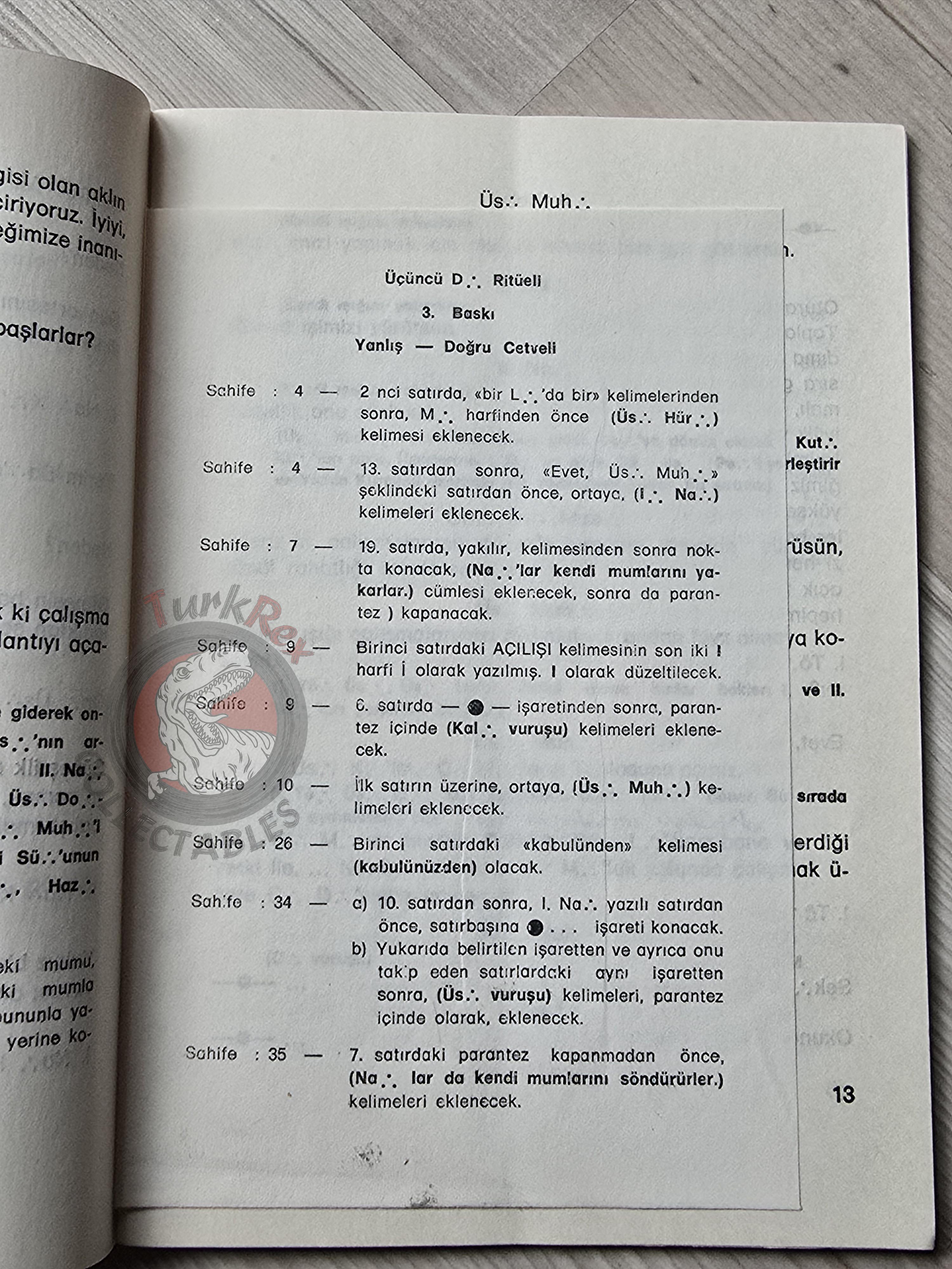 Turkish Freemasonry 1st Degree Ritual Apprentice 1982 Booklet Masonic Masons of Turkey