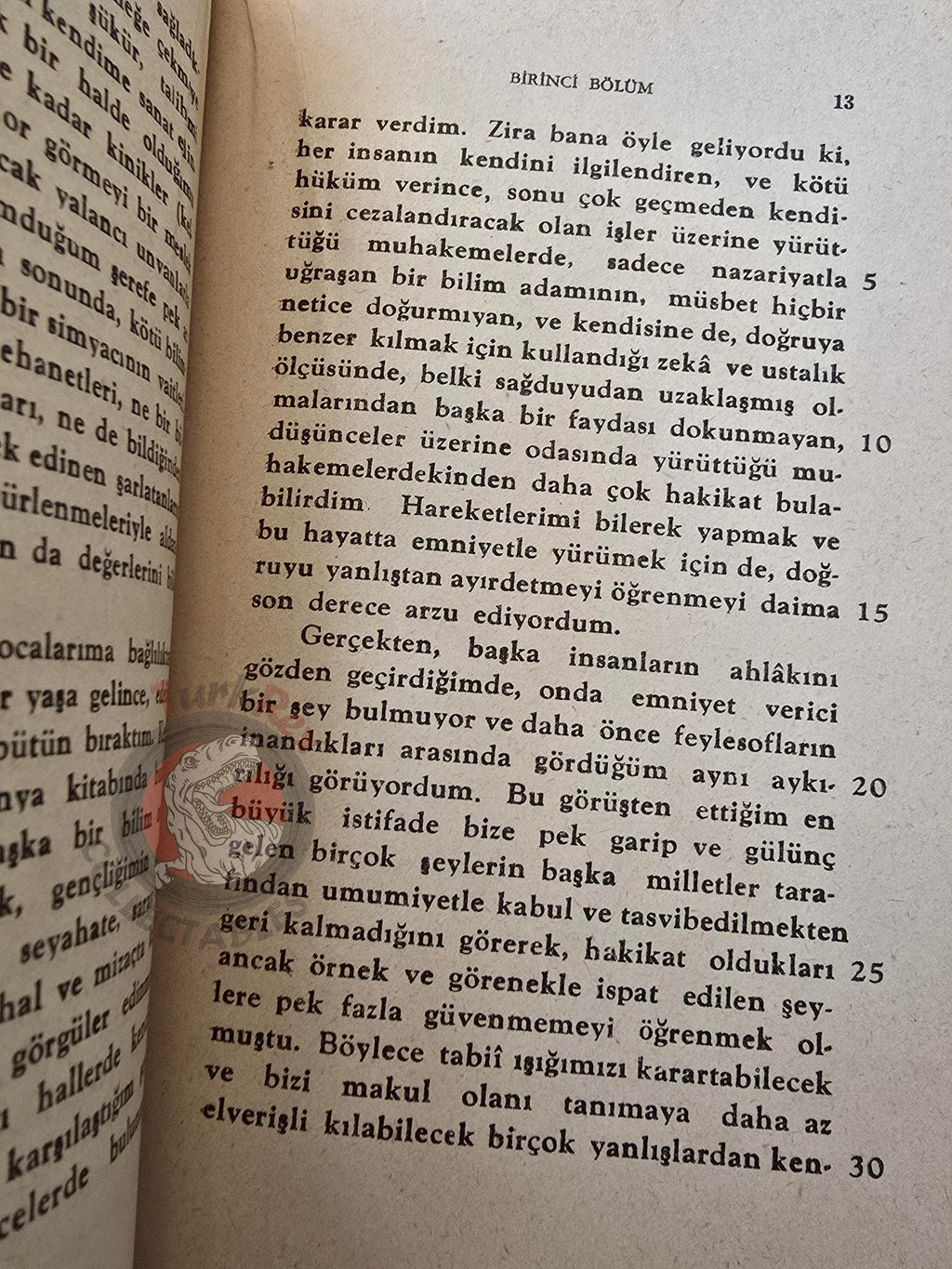 René Descartes –  Discourse on Method 1947 1st Turkish Book Turkey
