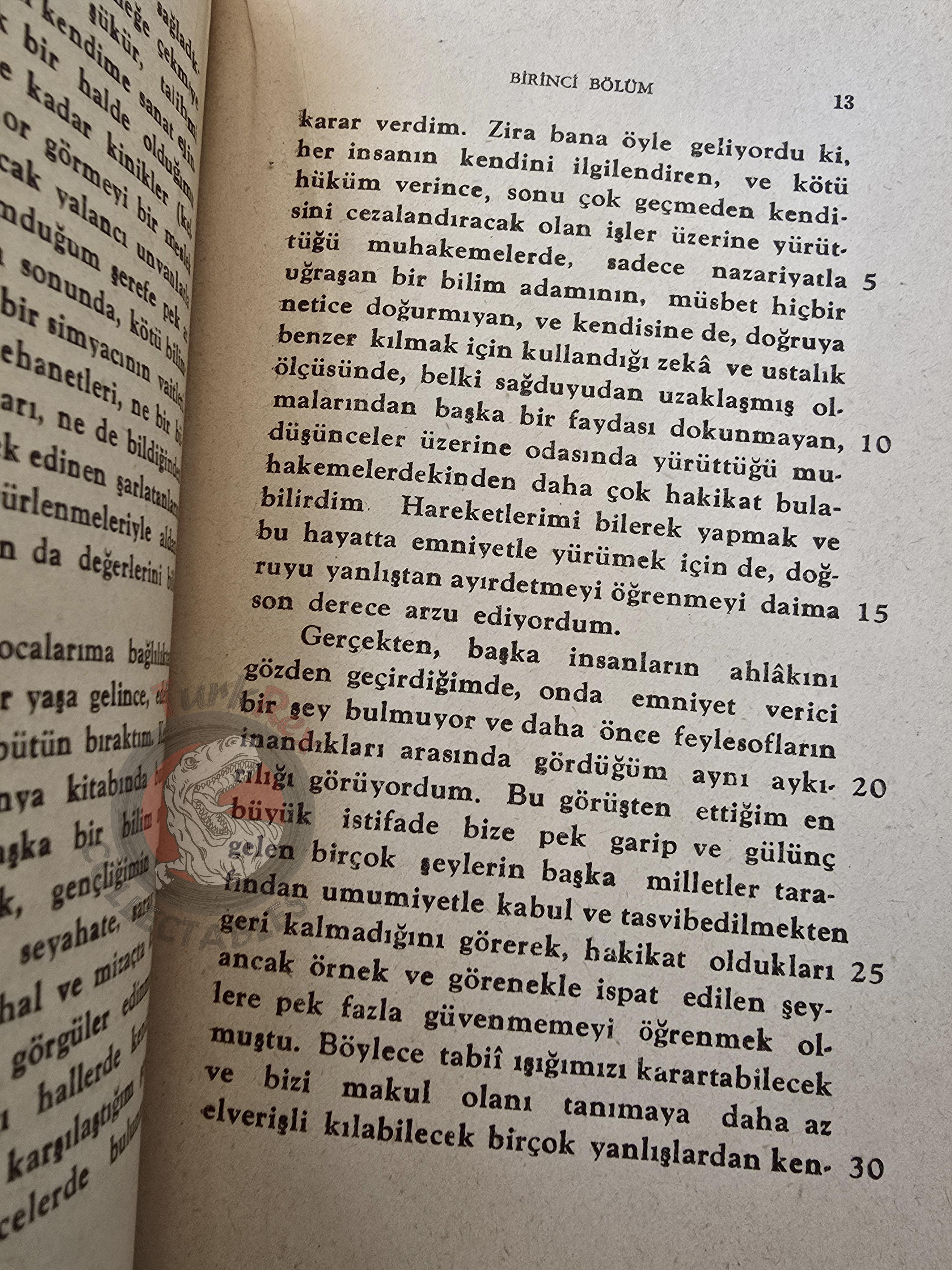 René Descartes –  Discourse on Method 1947 1st Turkish Book Turkey