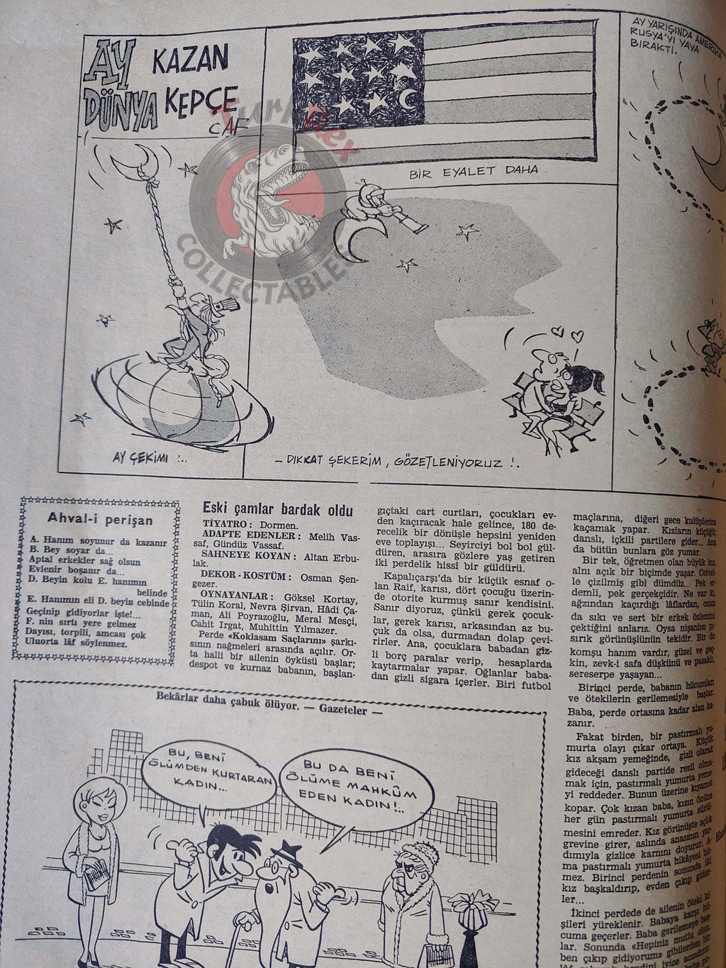 Akbaba 1969 The Space Race: Apollo 8 and the Moon Turkish Magazine Turkey Uncle Sam