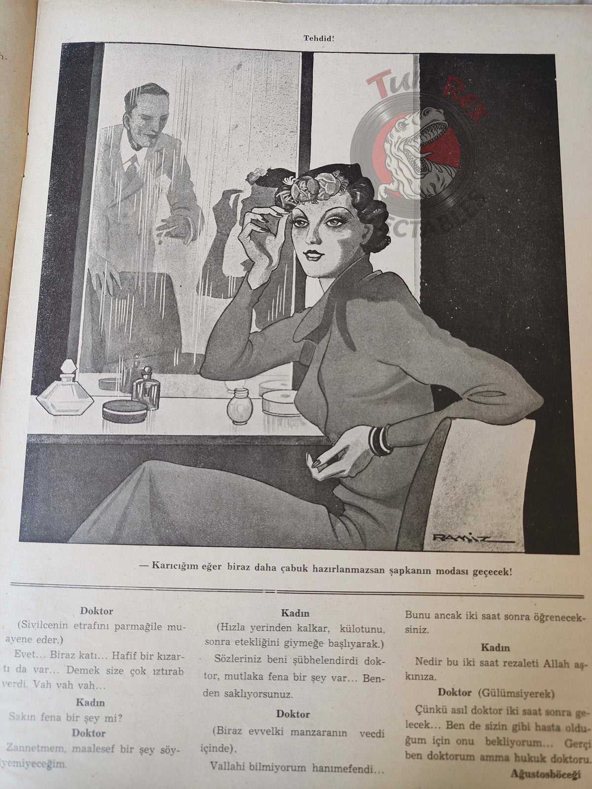 Akbaba 1936 Humor Magazine Turkish Turkey The Trumpet of Israfil Hitler WW2 era War
