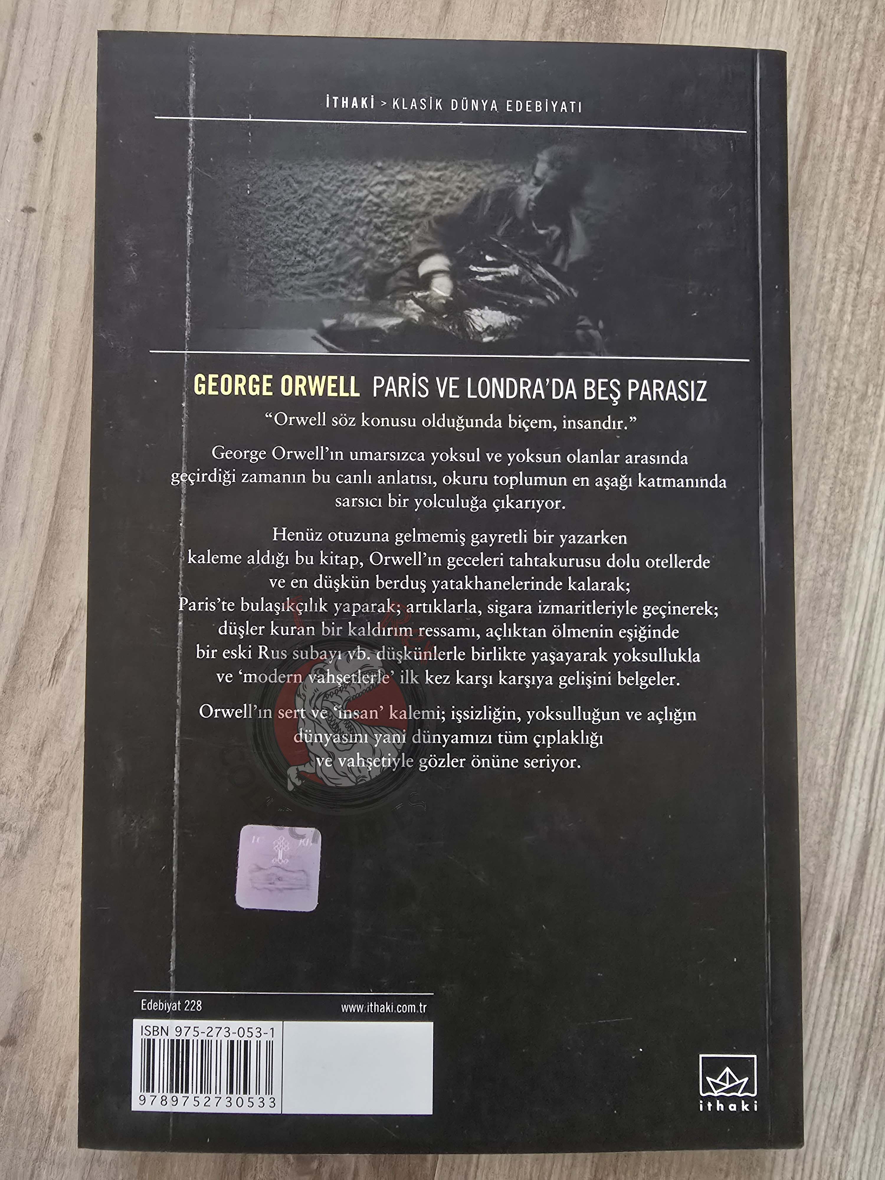 George Orwell – Down and Out in Paris and London 2004 Turkish Book Turkey