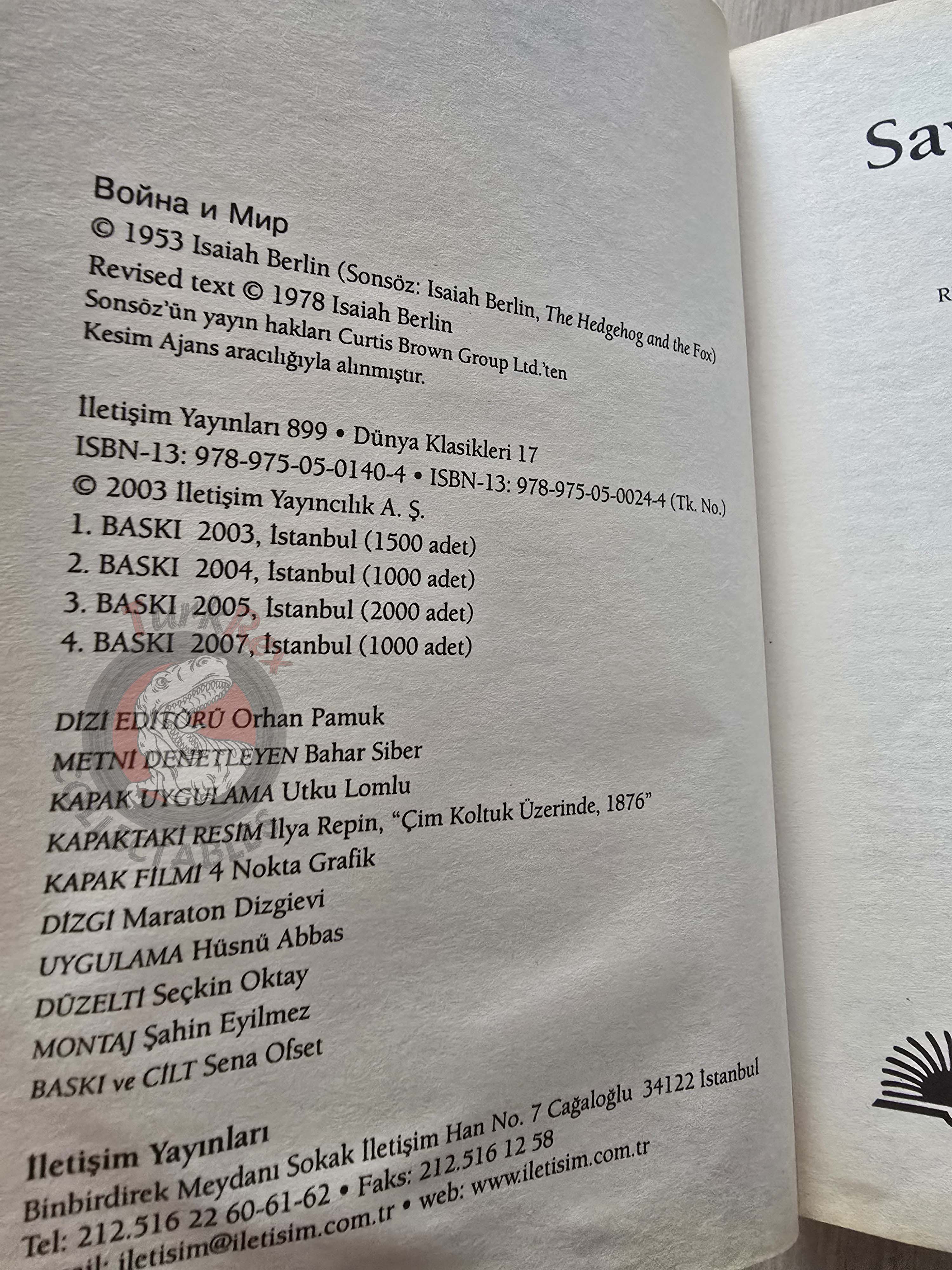 Leo Tolstoy –  War and Peace 2007 Turkish Book Turkey