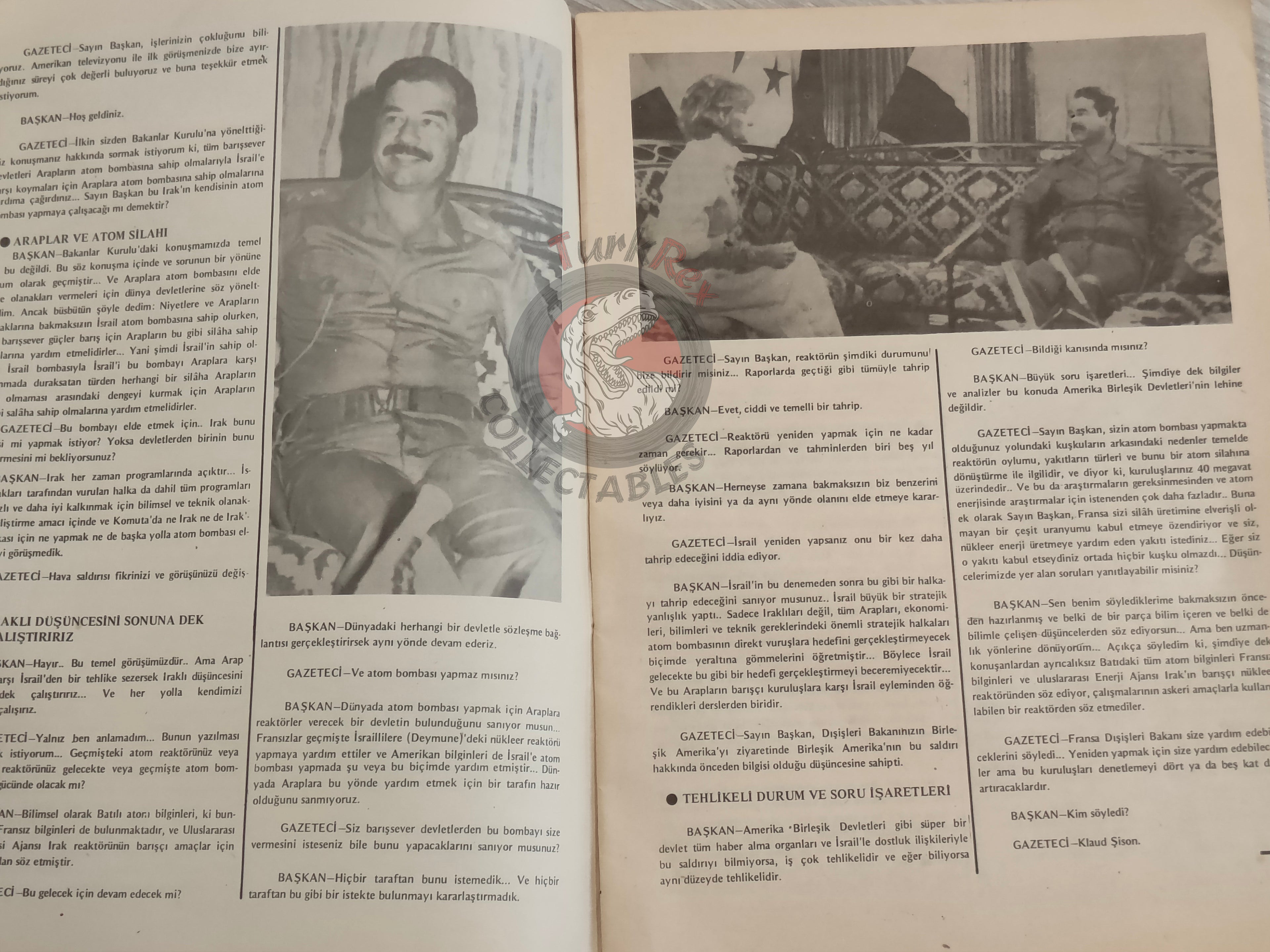 Saddam Hussein - Iraq Today 1981 Official Propaganda Magazine Turkish Turkey Middle East
