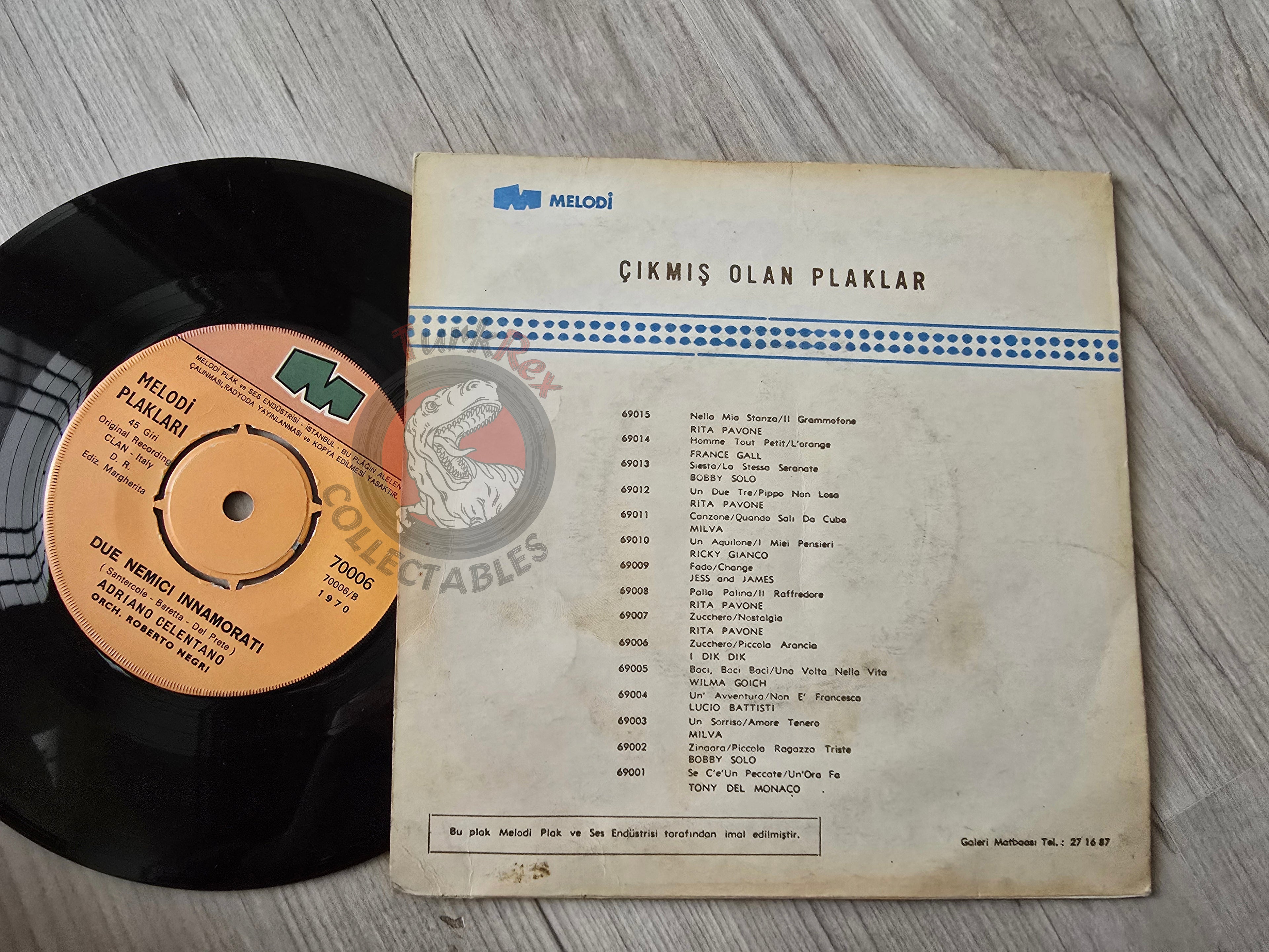 Adriano Celentano –  Chi Non Lavora Non Fa L'Amore 7" Turkish Pressing Vinyl Turkey Edition Sanremo
