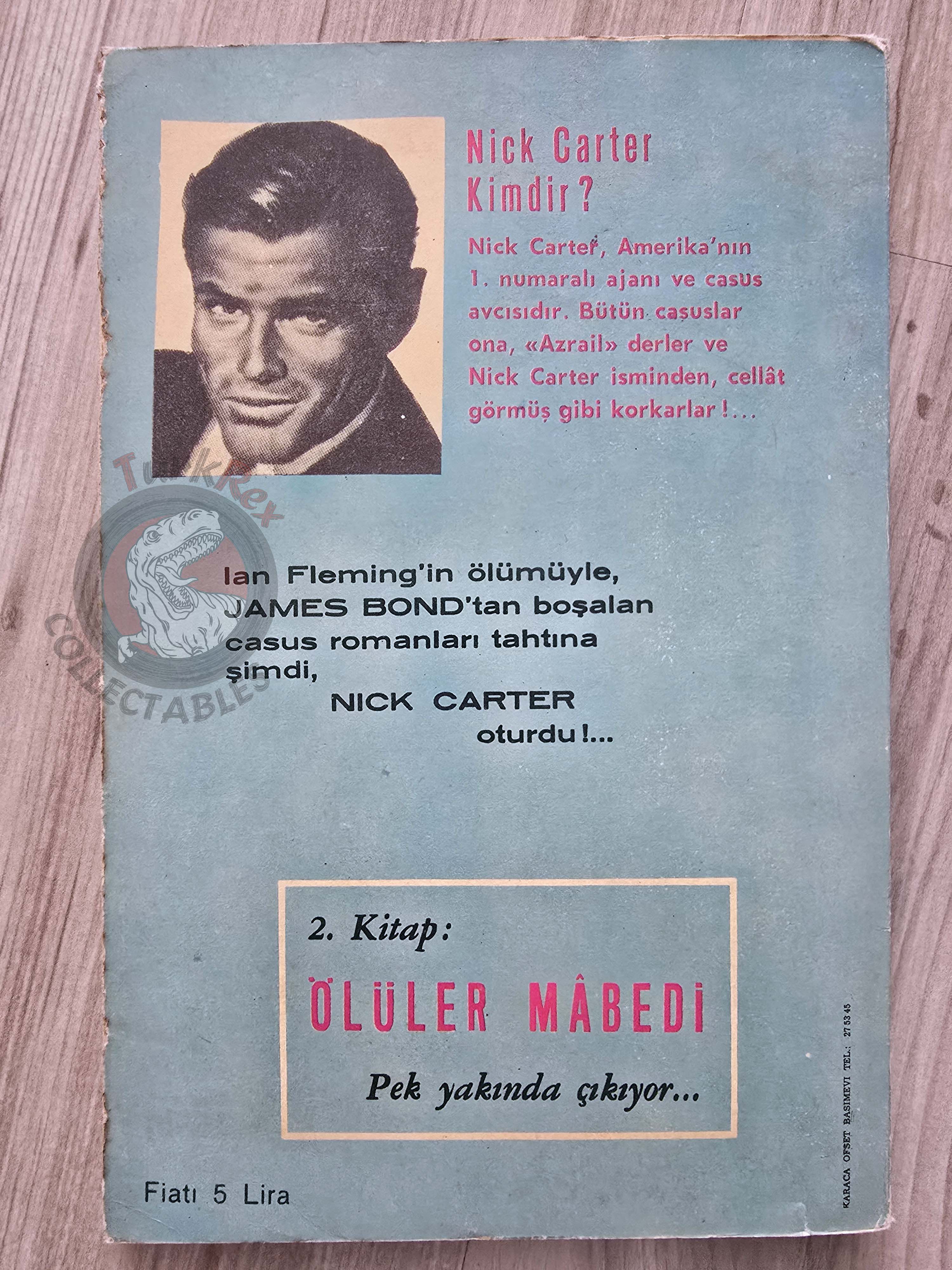 Nick Carter – Killmaster 1966 1st Turkish Book Turkey