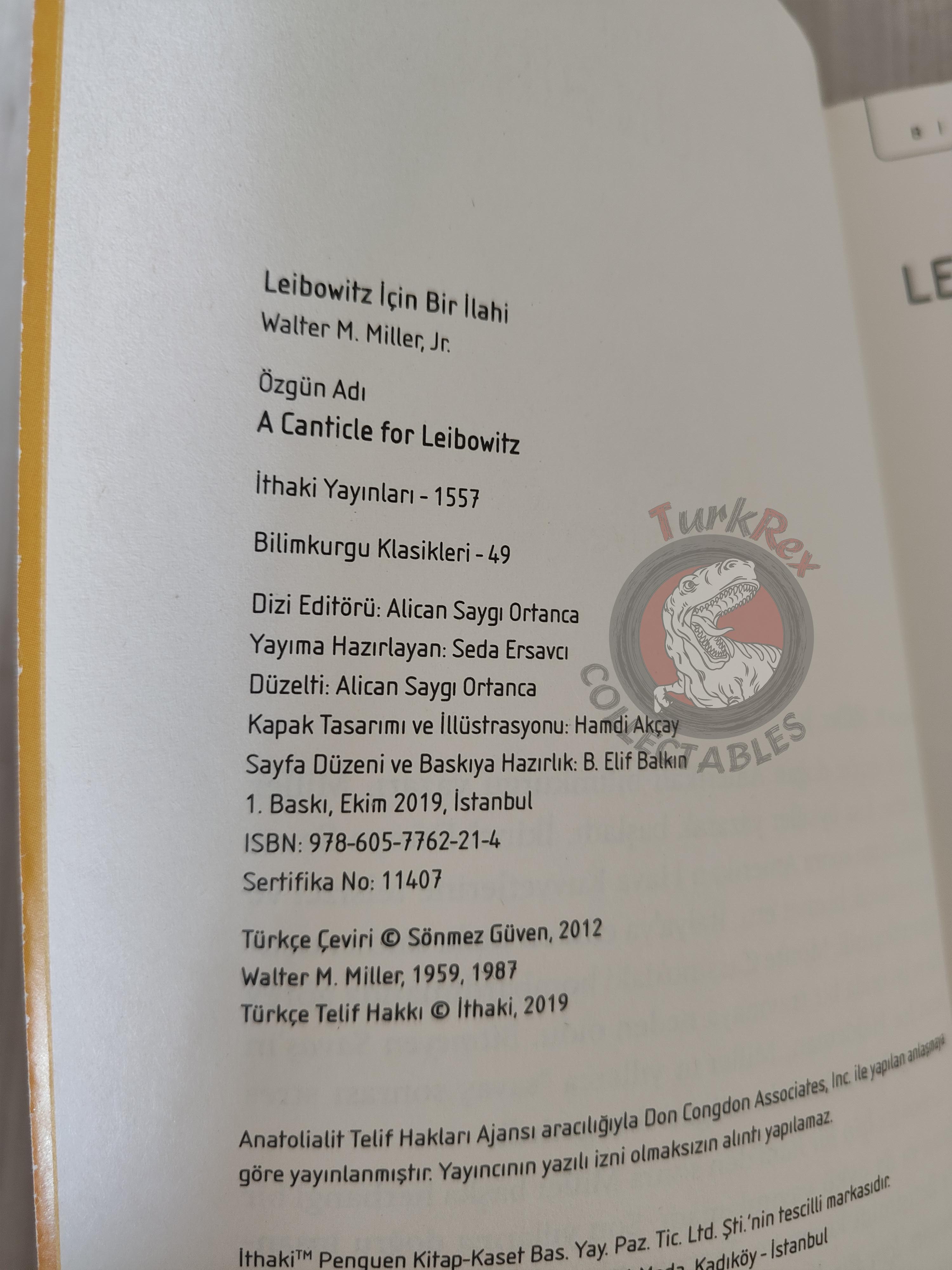 Walter M. Miller Jr.  – A Canticle for Leibowitz 2019 Turkish Book Turkey