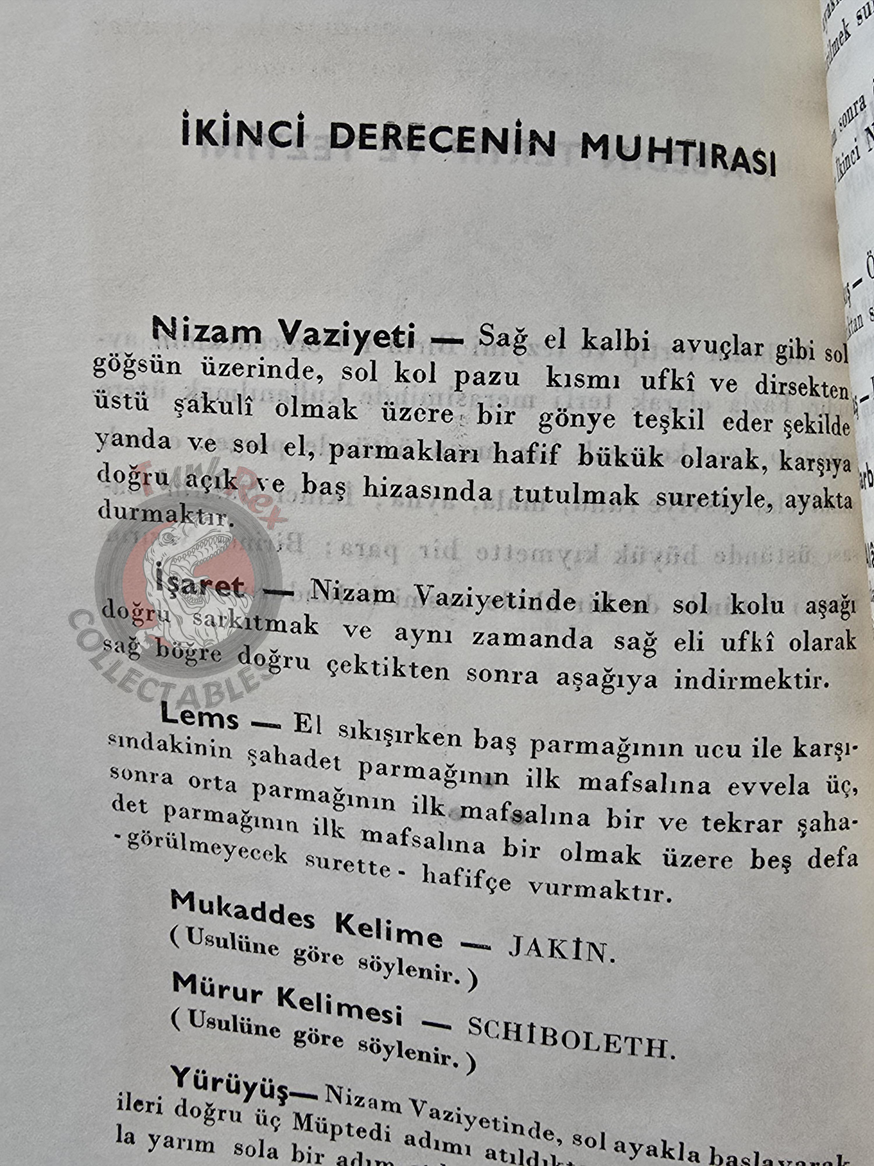 Turkish Freemasonry 2nd Degree Ritual Fellow Craft 1959 Booklet Masonic Masons of Turkey