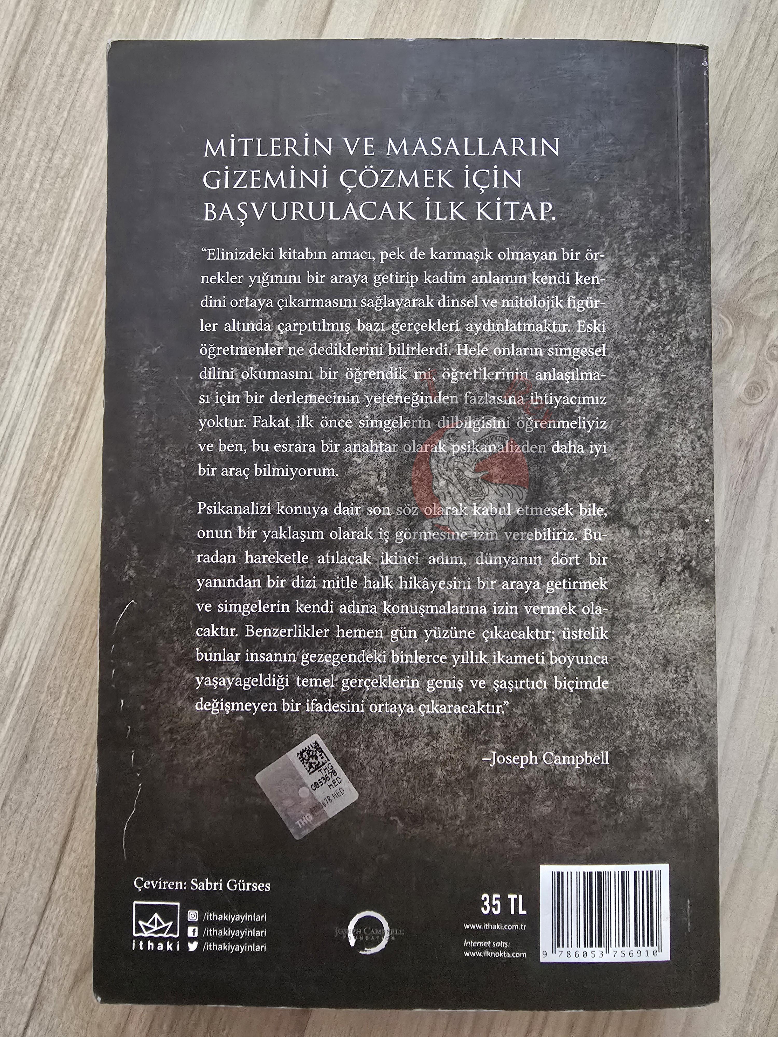 Joseph Campbell – The Hero with a Thousand Faces 2017 1st Turkish Book Turkey