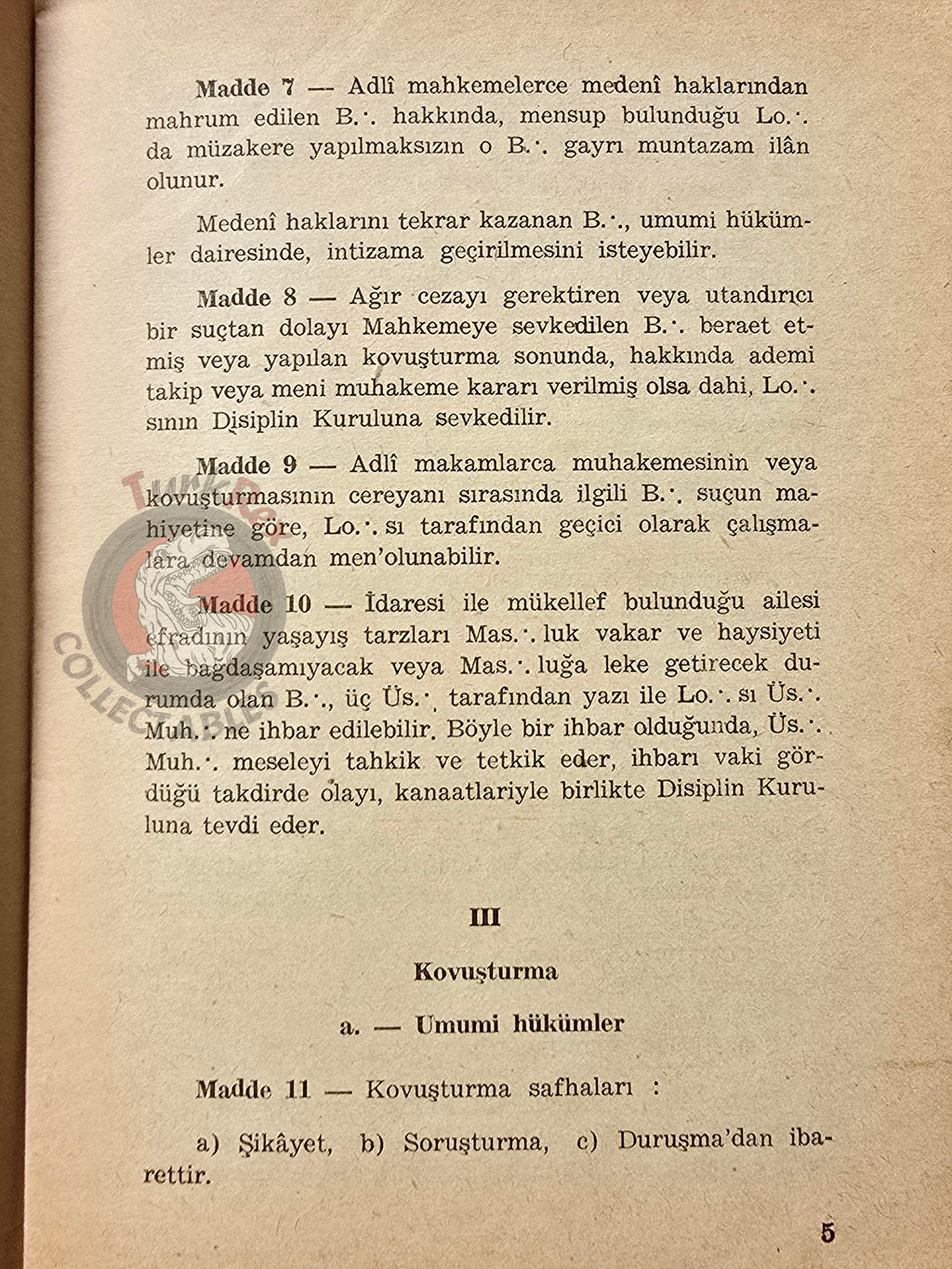 Turkish Freemasonry Disciplinary Code 1962 Booklet Masonic Masons of Turkey Signed