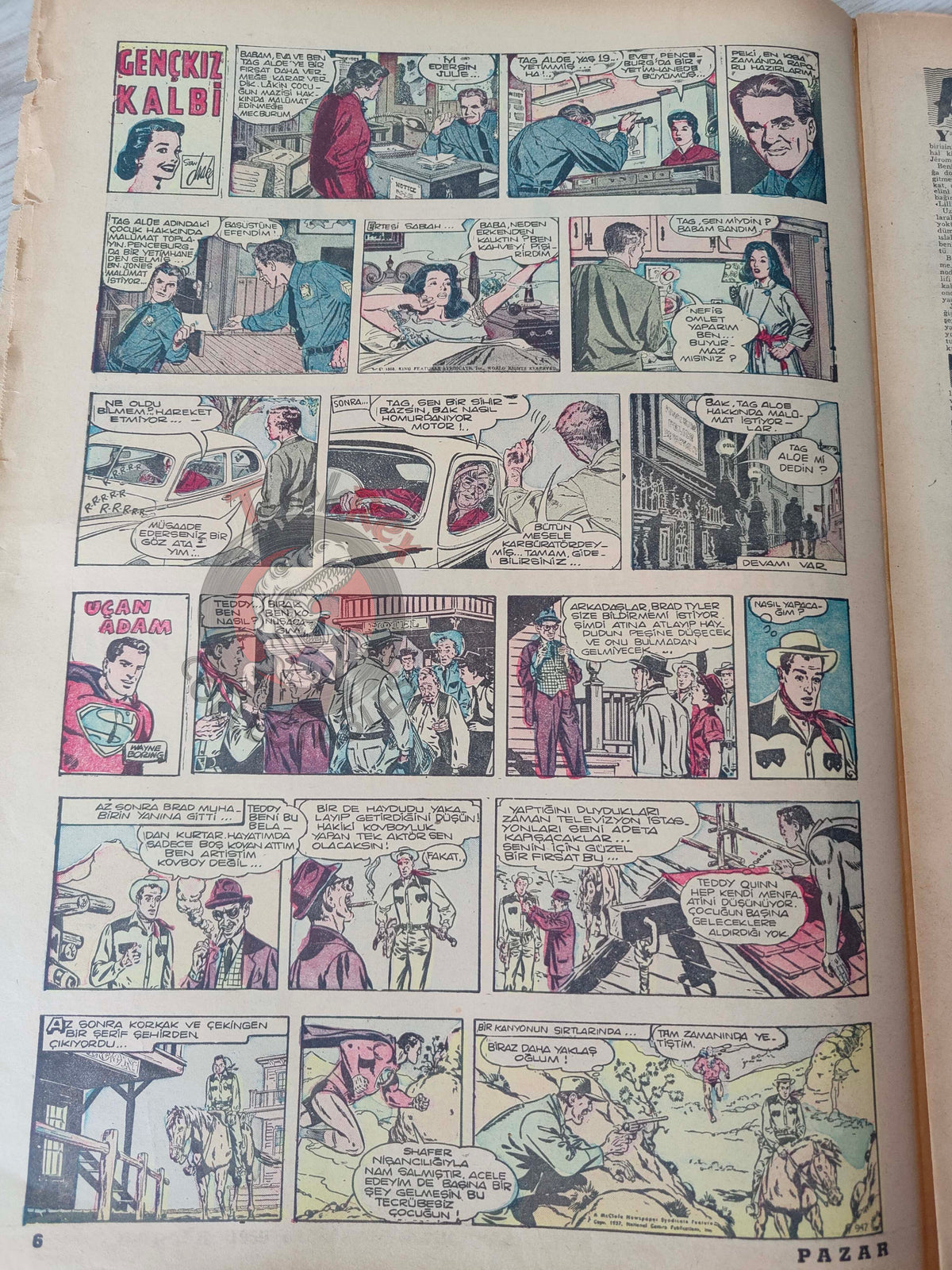 Pazar 1959 Sophia Loren Turkish Mag Comic Turkey Superman Wayne Boring Stan Drake Maria Callas