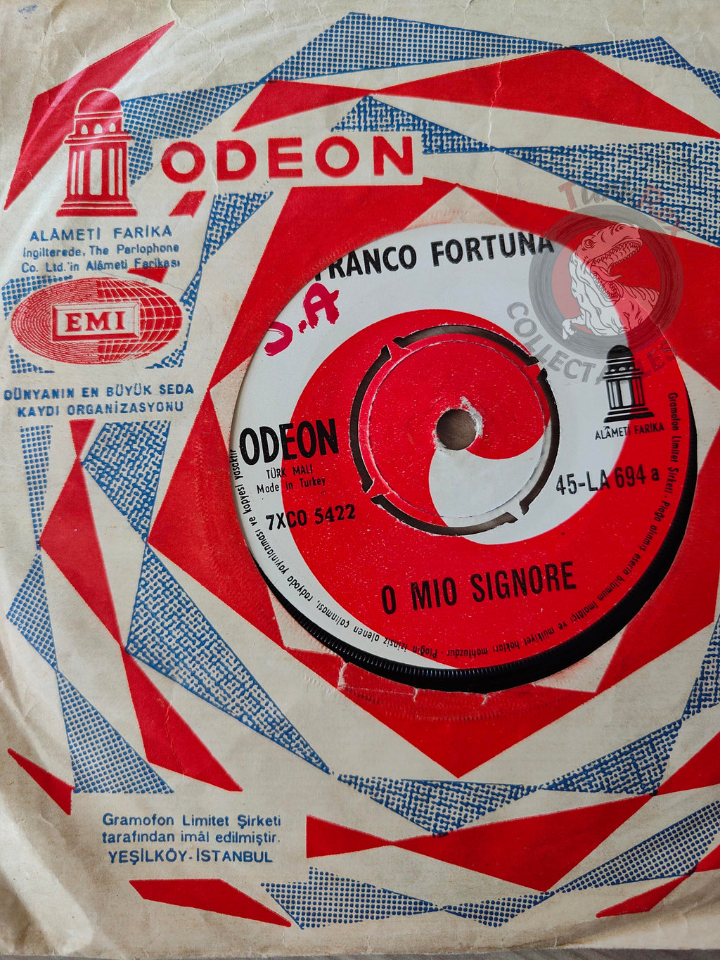 Franco Fortuna - O Mio Signore / Ne T'en Va Pas 7" Turkish Pressing Vinyl Turkey Edition