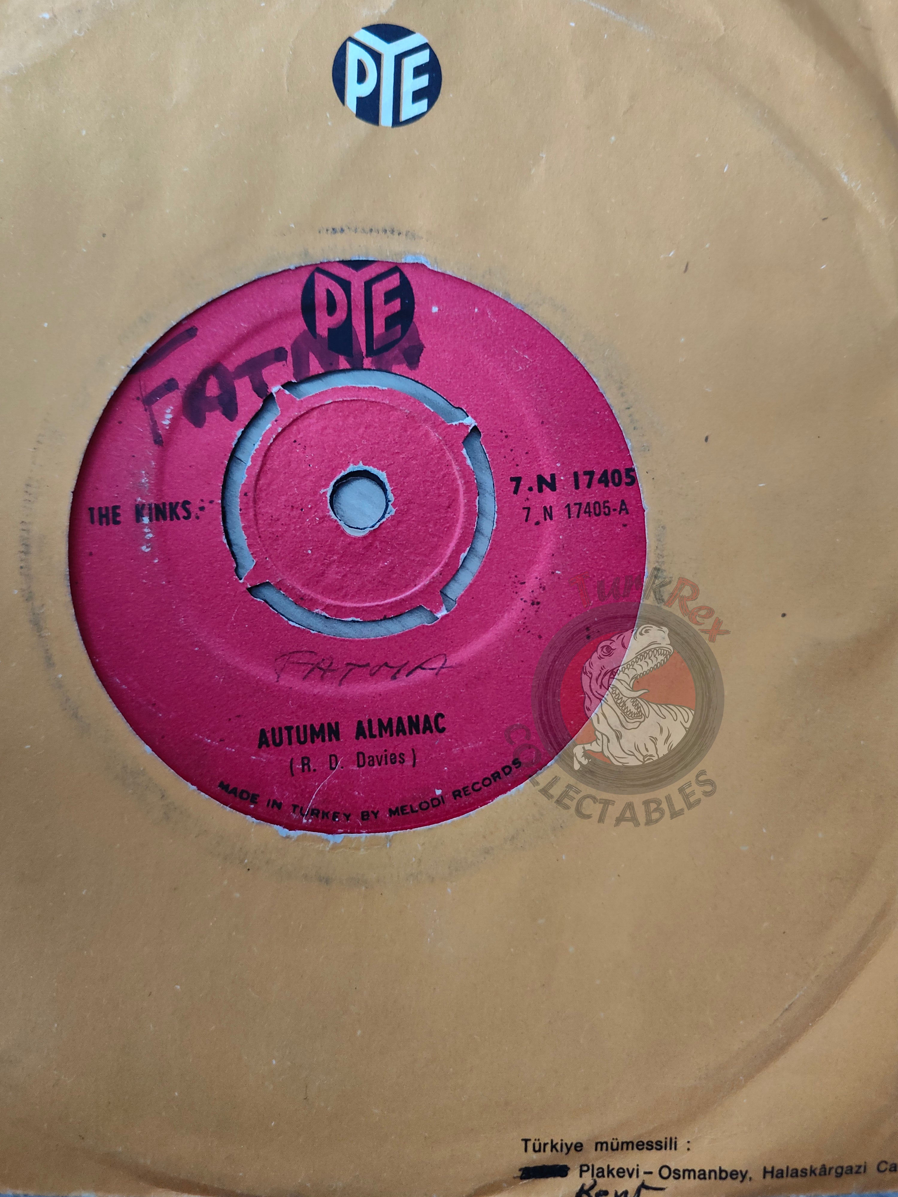 The Kinks – Autumn Almanac 7" Turkish Pressing Vinyl Turkey Edition
