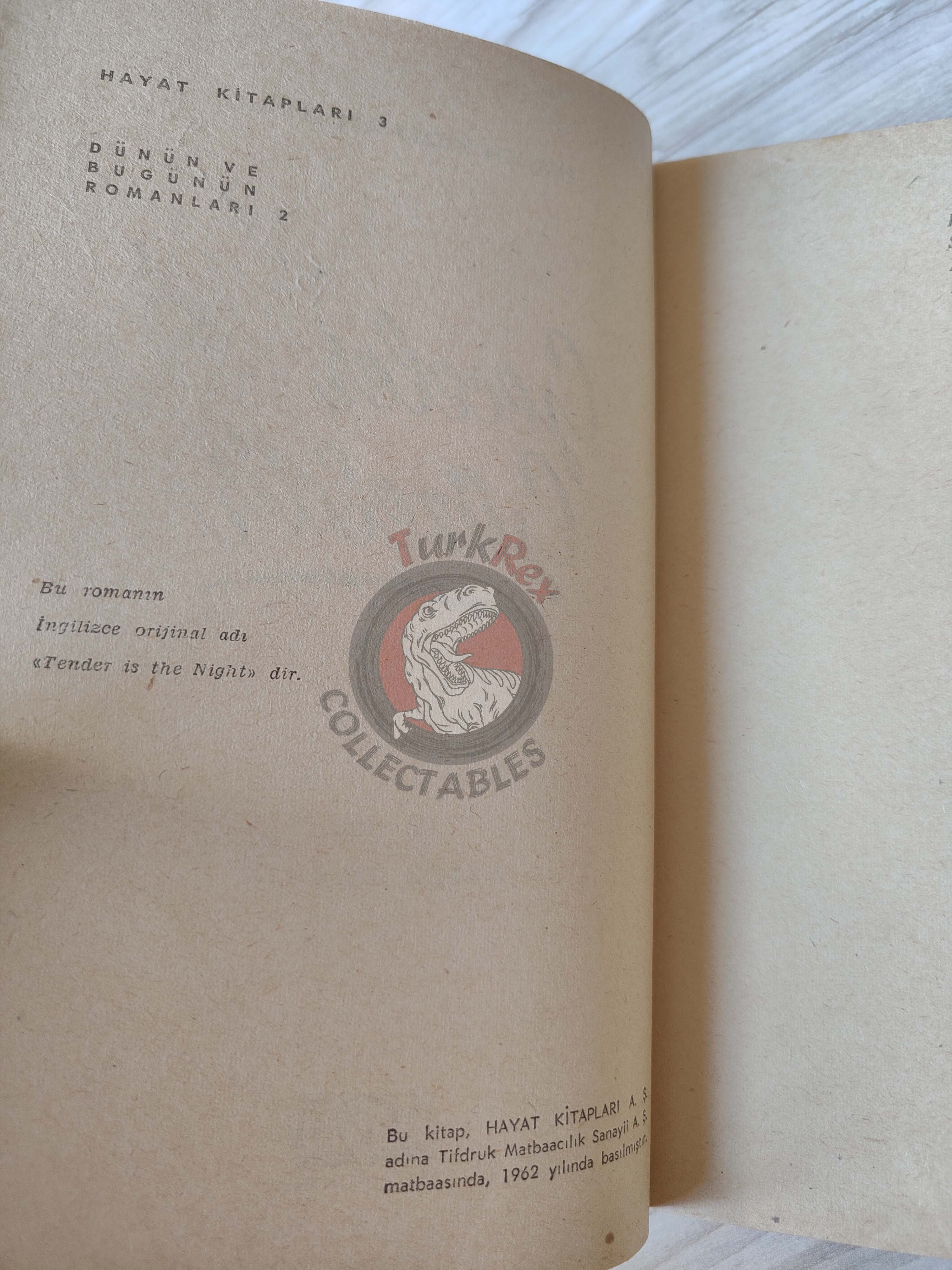 F. Scott Fitzgerald  – Tender Is the Night 1962 1st Turkish Book Turkey