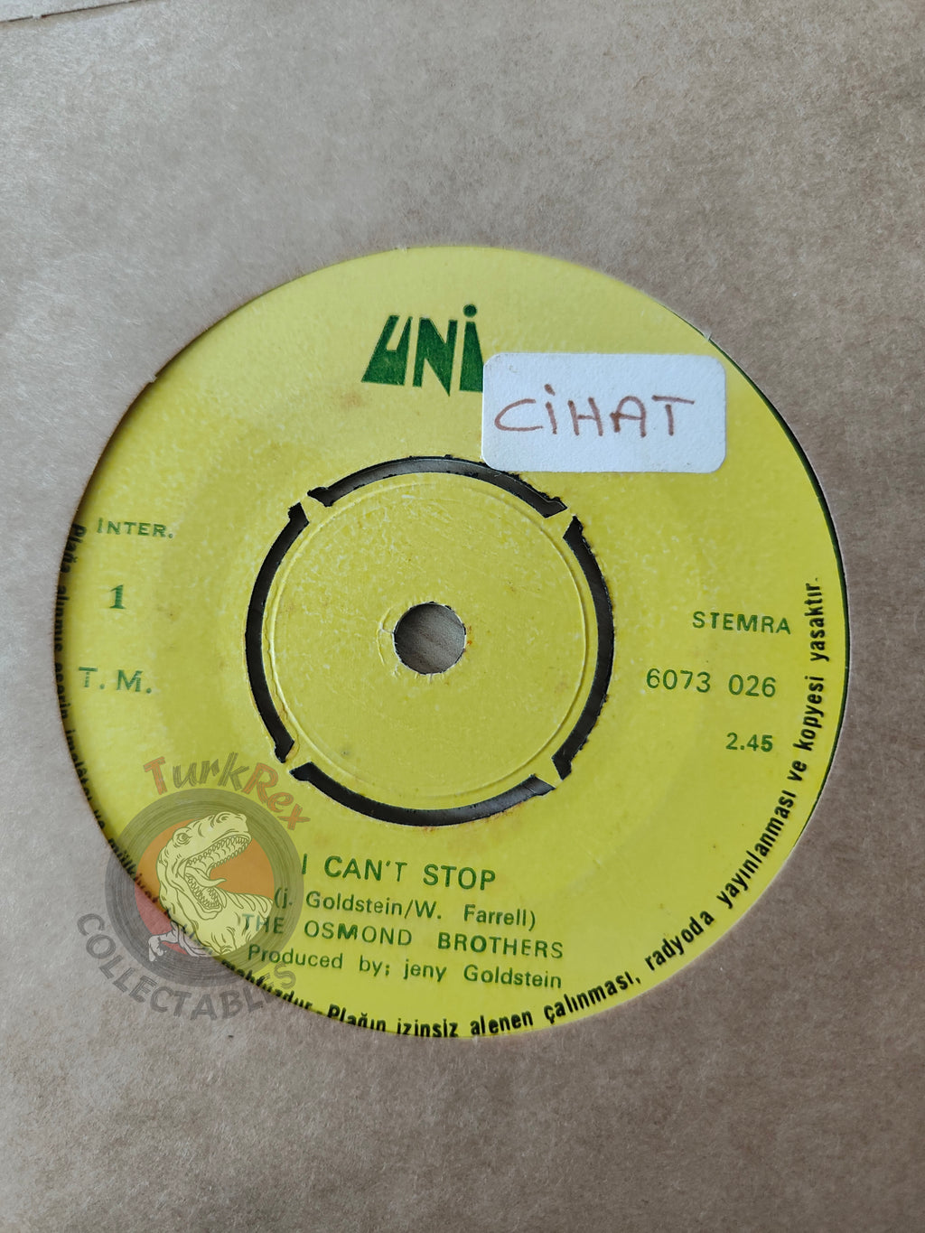 The Osmonds – I Can't Stop 7" Turkish Pressing Vinyl Turkey Edition