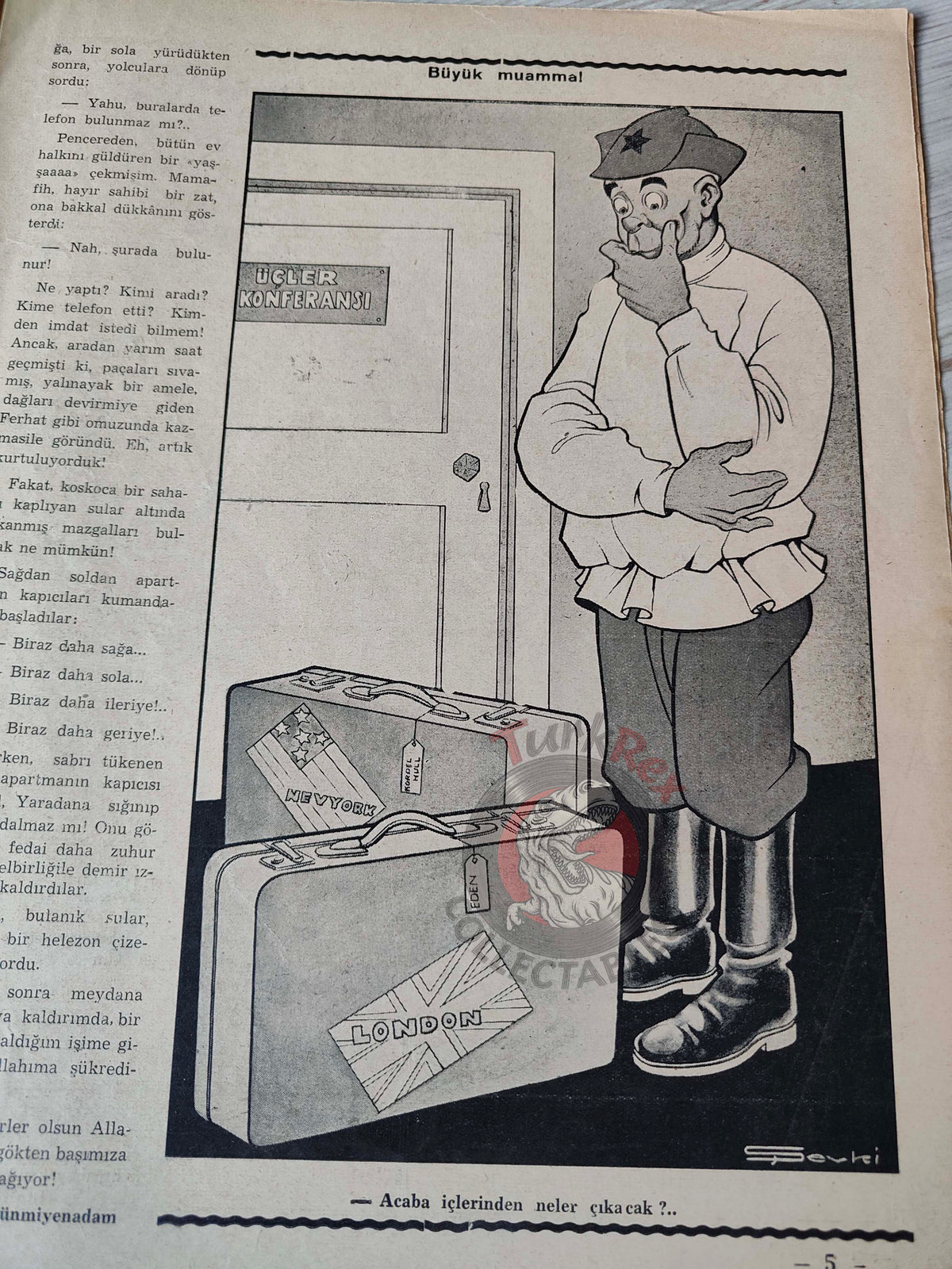 Akbaba 1943 Humor Magazine Turkish Turkey Germany Mussolini WW2 era Churchill Franklin D. Roosevelt