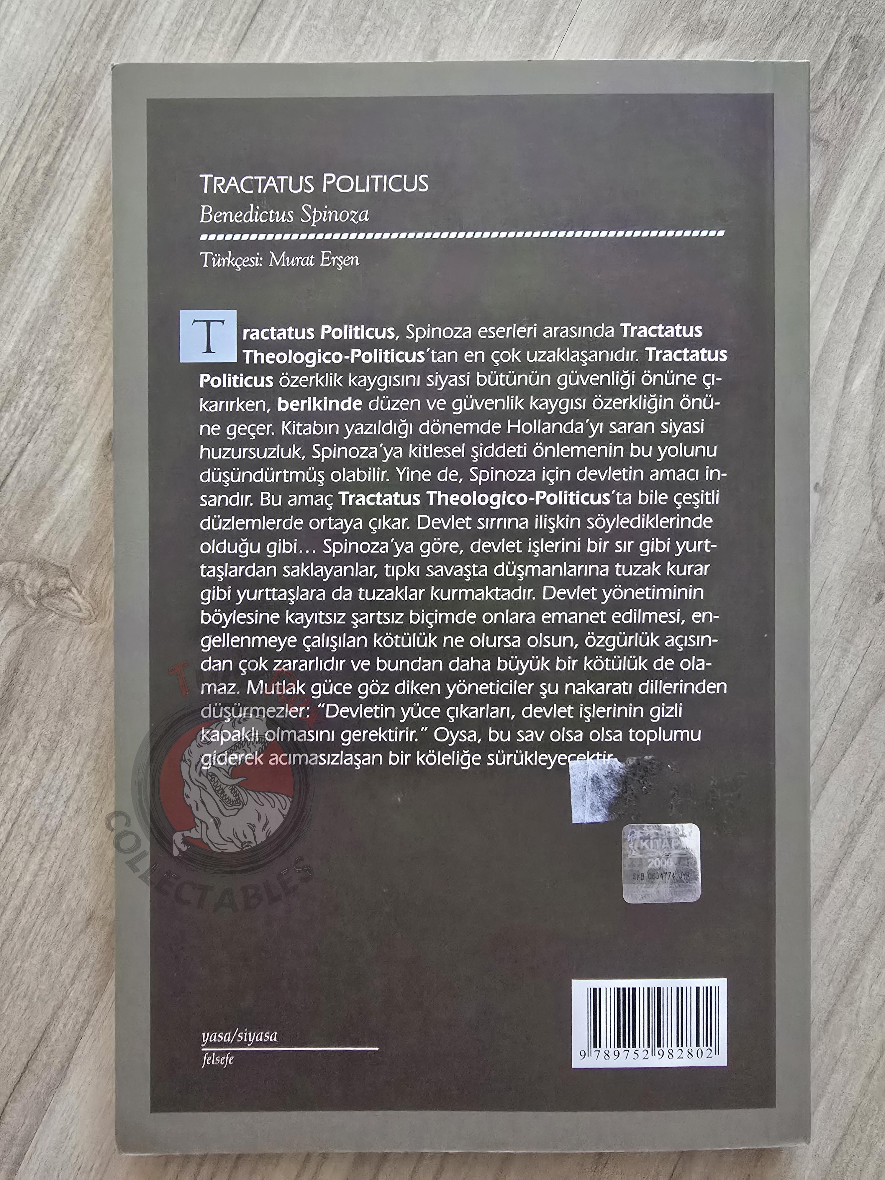 Baruch Spinoza – Tractatus Politicus 2007 Turkish Book Turkey
