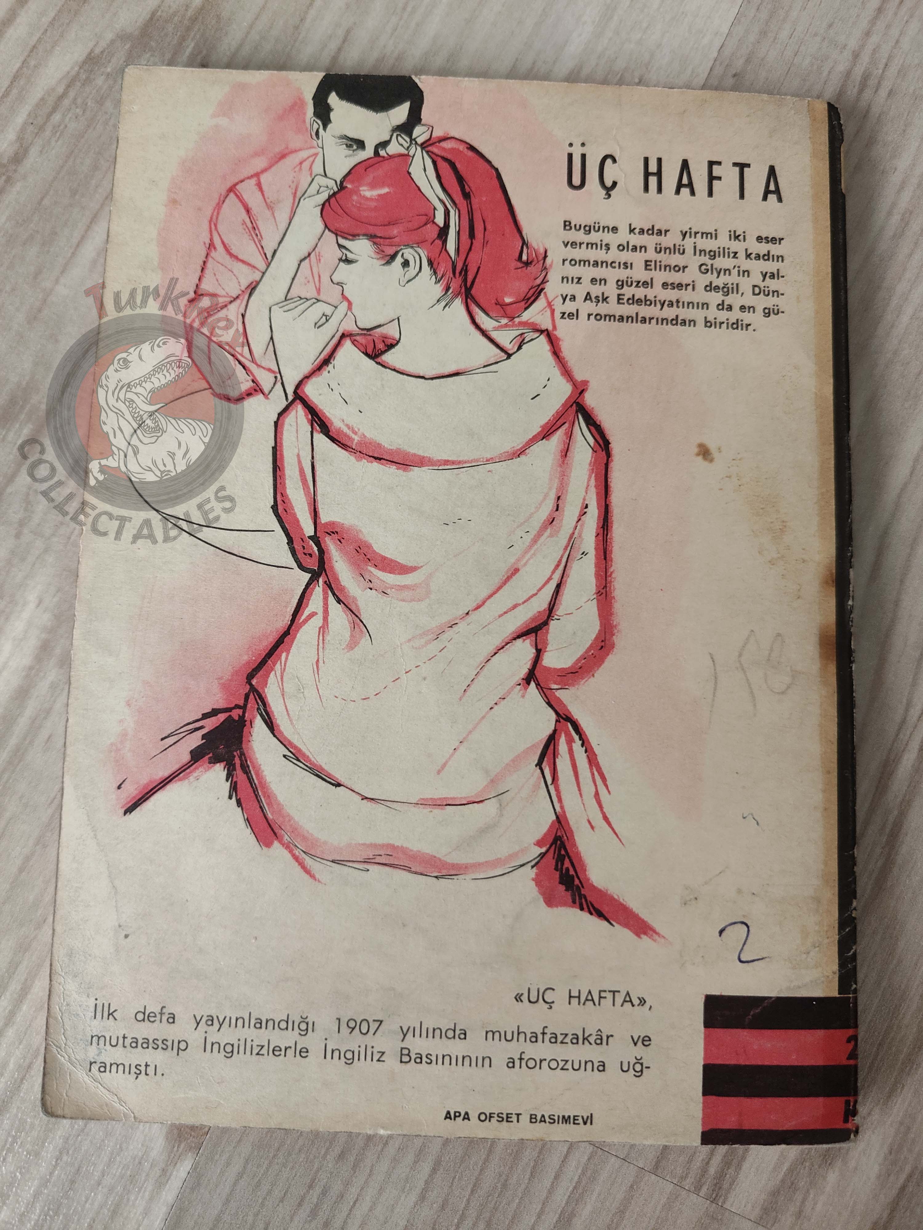 Elinor Glyn – Three Weeks 1960 Turkish Book Turkey