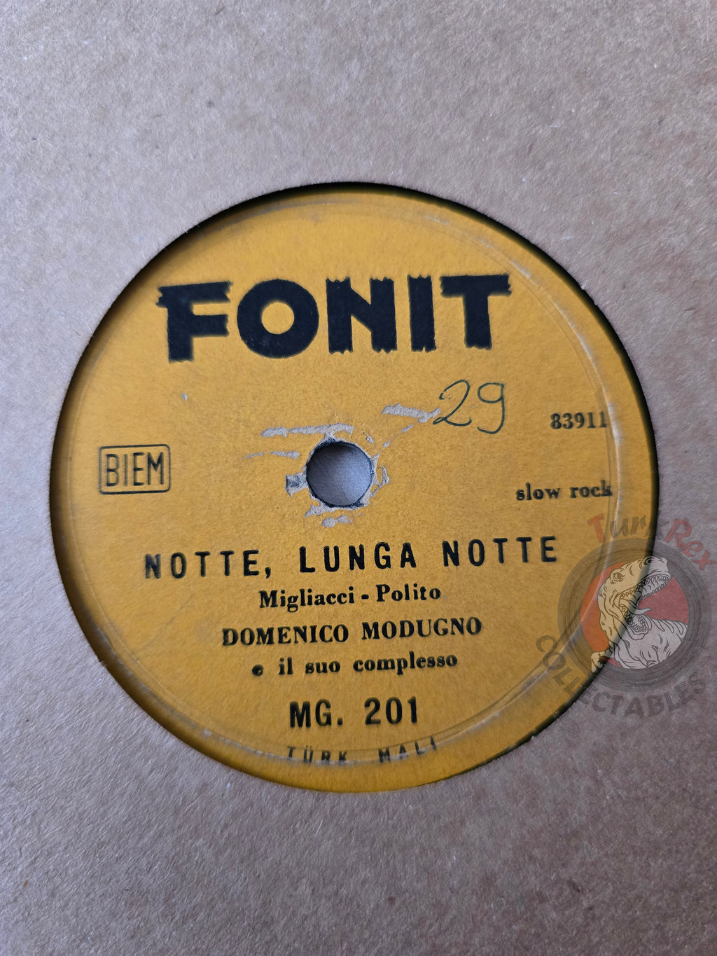 Domenico Modugno  – Notte, Lunga Notte Turkish Pressing Shellac Turkey Edition