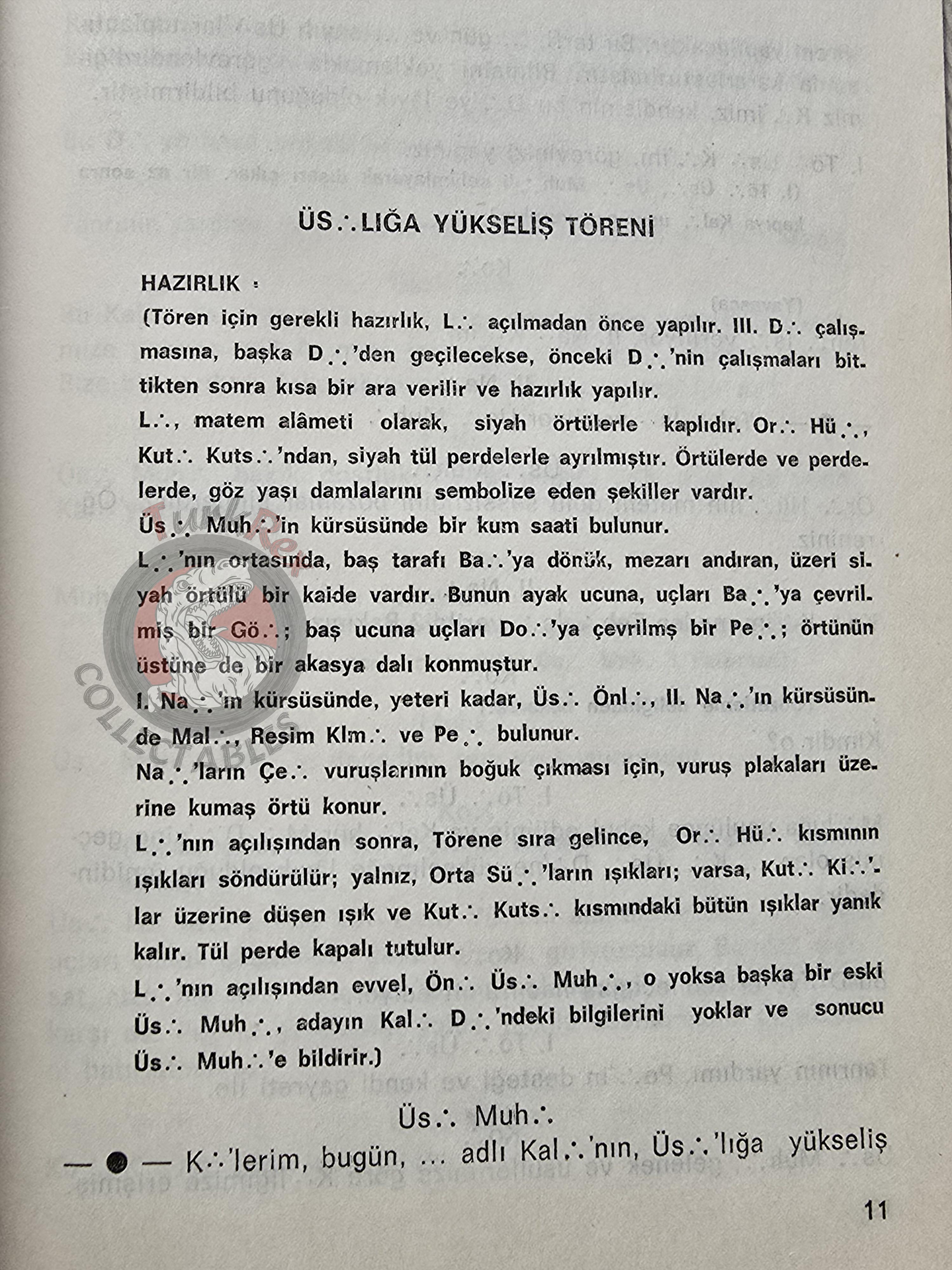 Turkish Freemasonry 3rd Degree Master Ritual Booklet Masonic Masons of Turkey