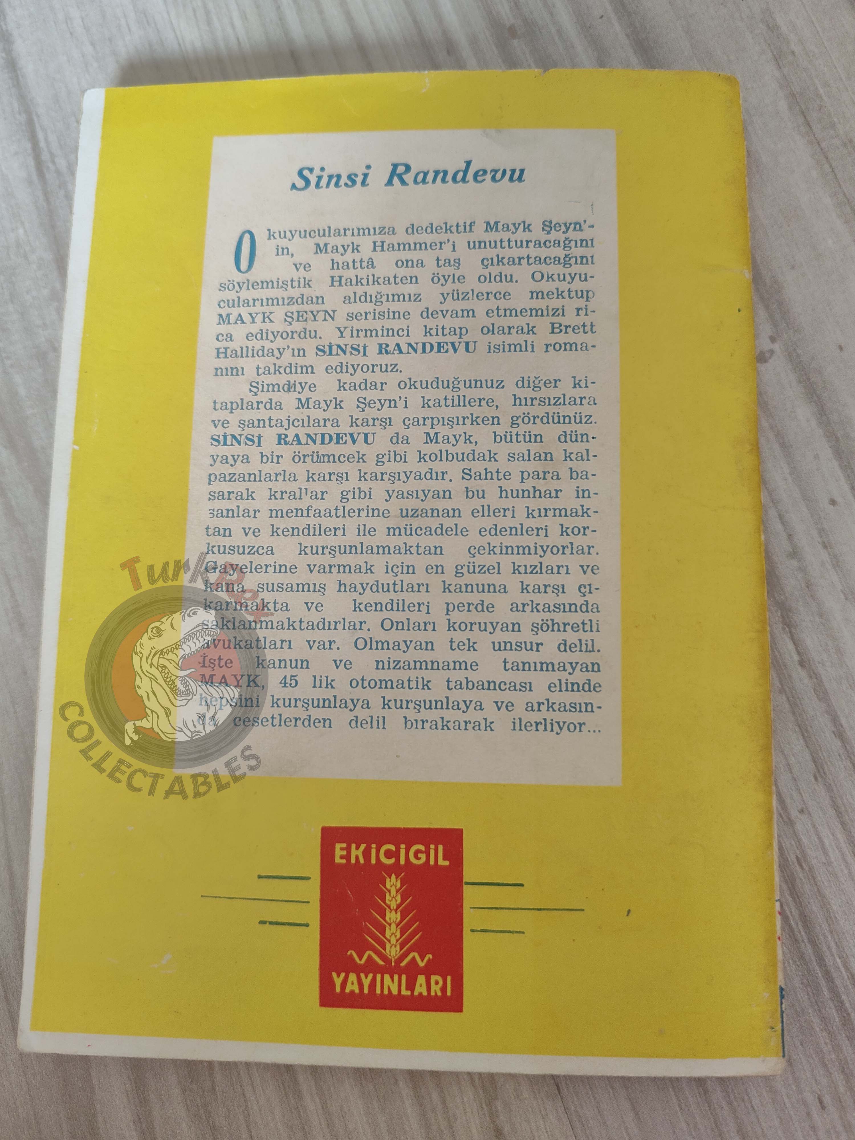 Brett Halliday – Tickets for Death 1954 Turkish Book Turkey Michael Shayne