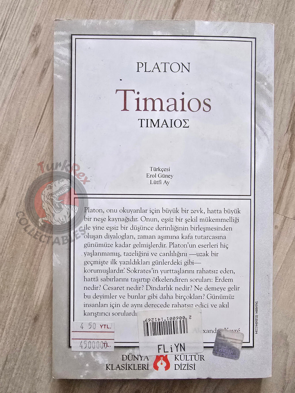 Plato –  Timaeus 2001 Turkish Book Turkey