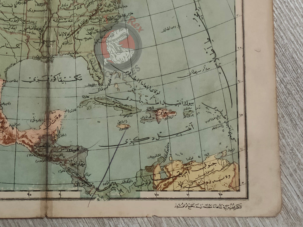 North America 1905 Ottoman Atlas Map Ottoman Empire USA Canada Mexico