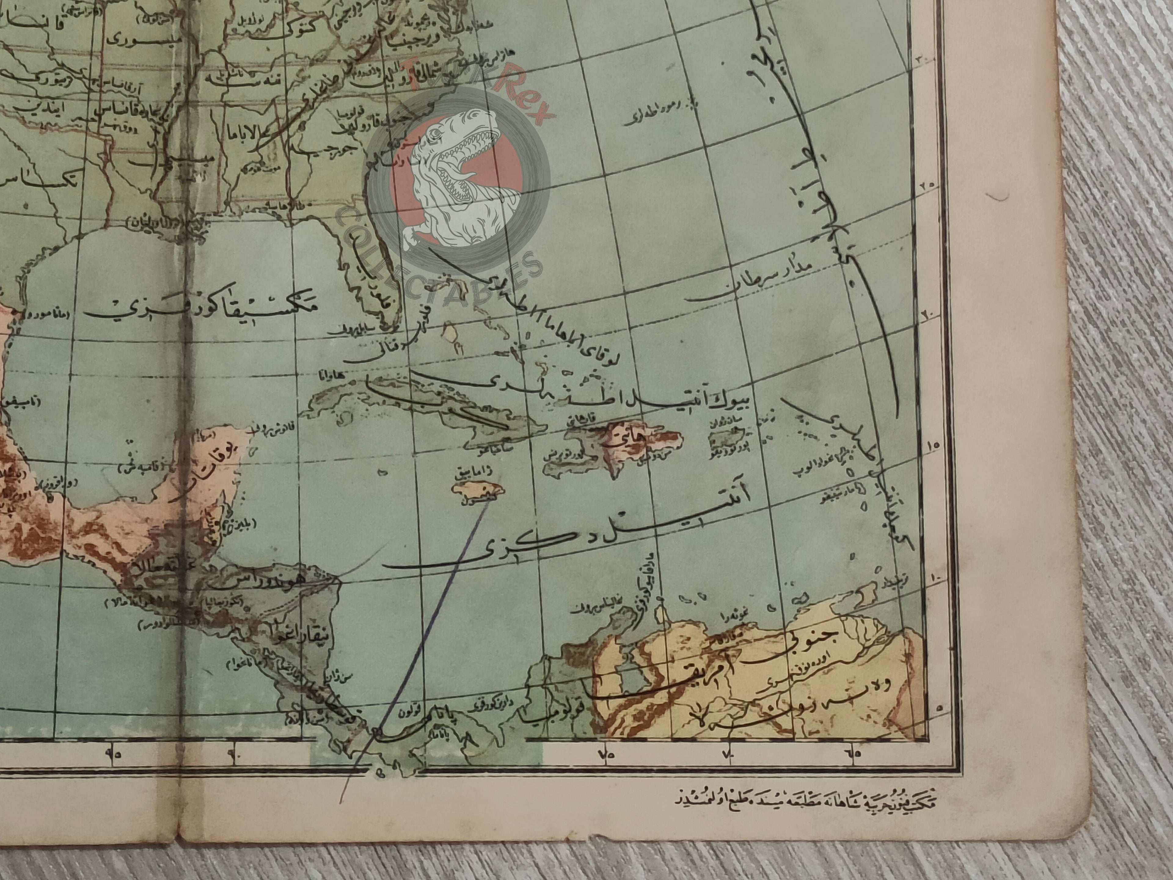 North America 1905 Ottoman Atlas Map Ottoman Empire USA Canada Mexico