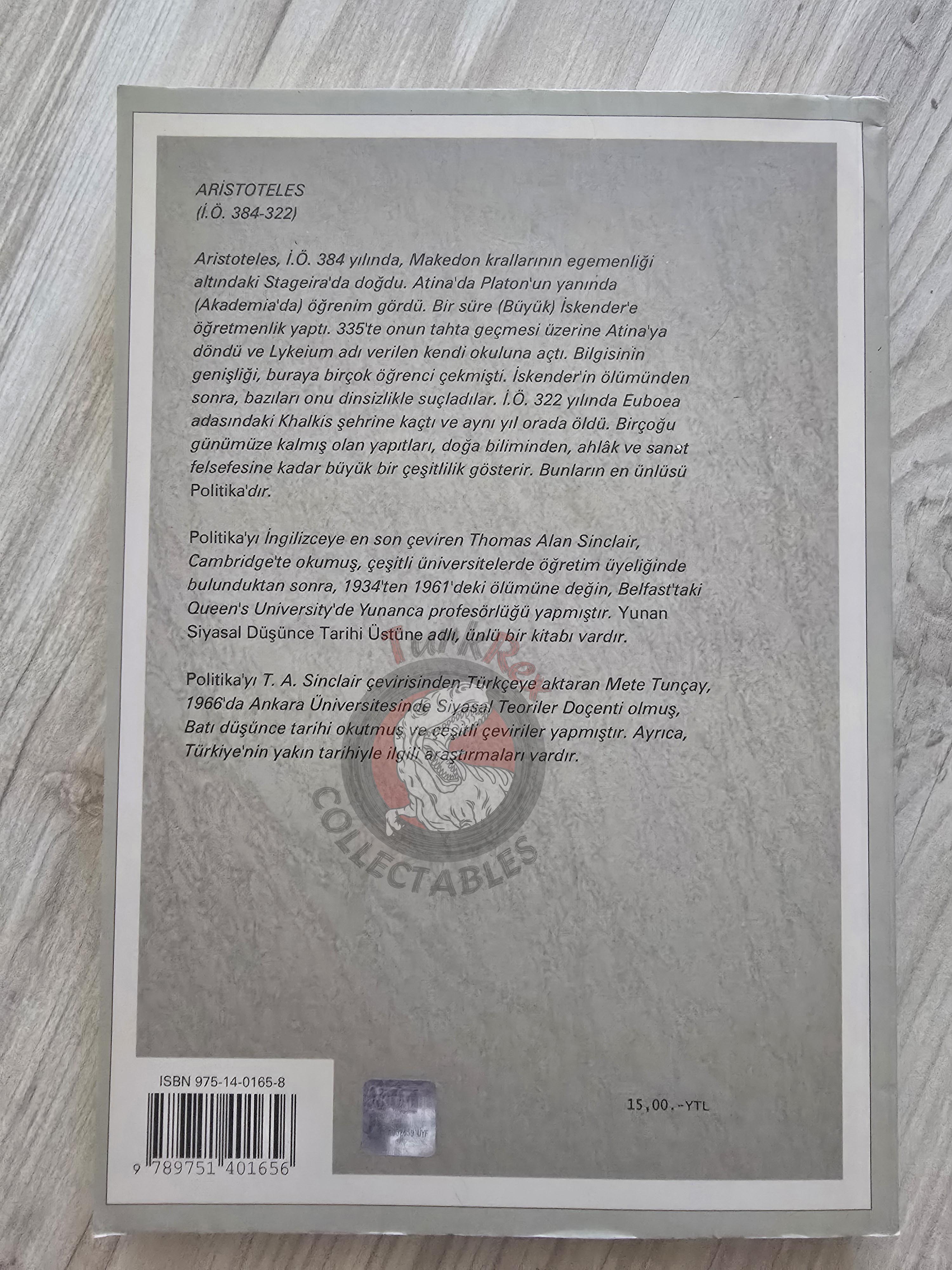Aristotle – Politics 2006 Turkish Book Turkey