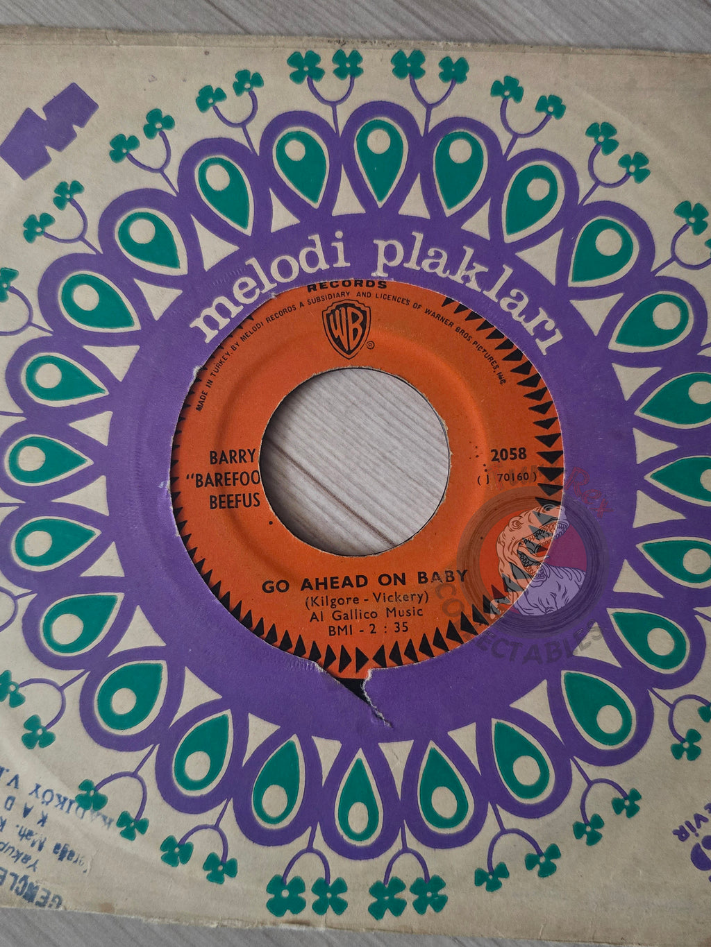 Barry "Barefoot" Beefus – Go Ahead On Baby 7" Turkish Pressing Vinyl Turkey Edition