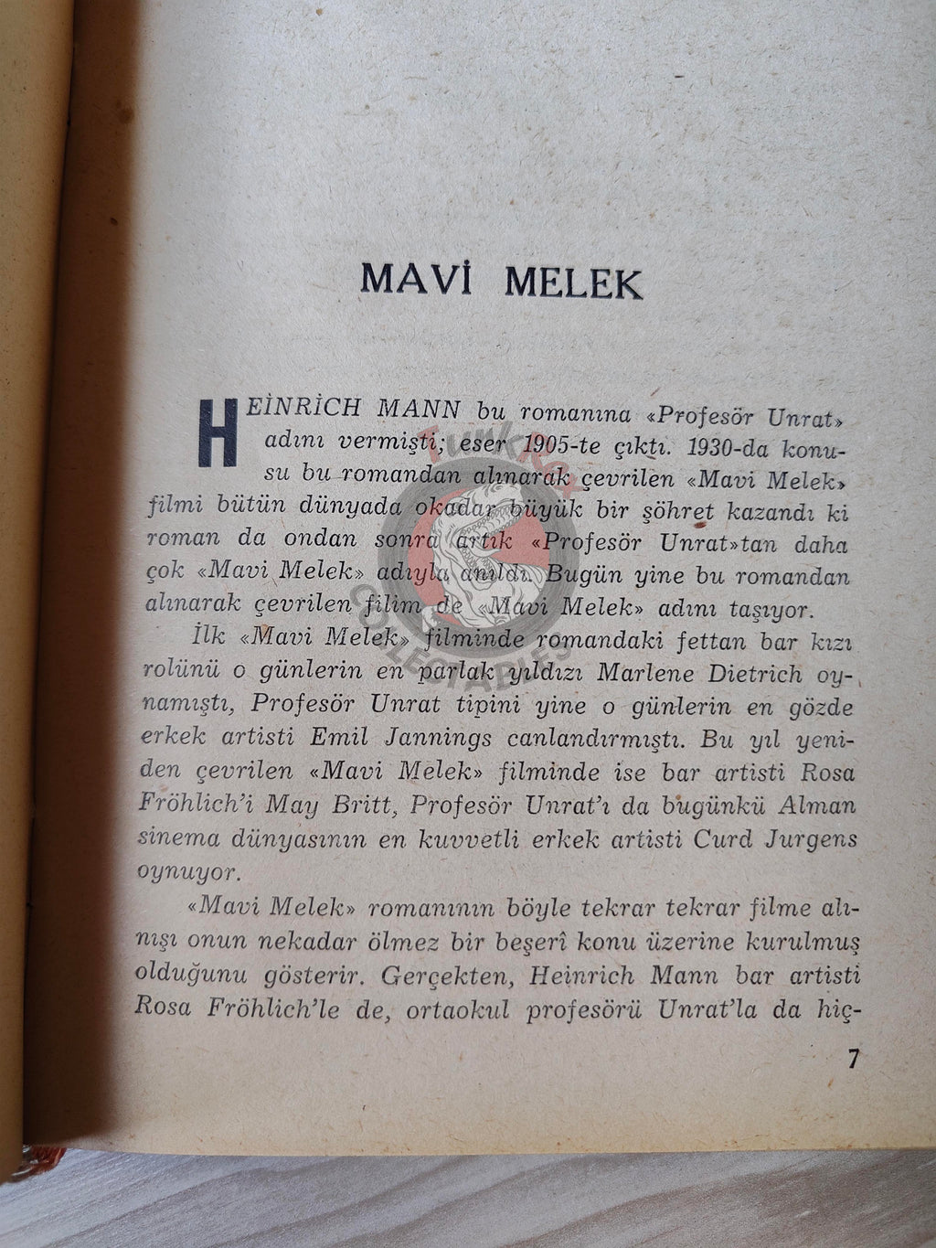 Heinrich Mann – The Blue Angel 1960 1st HC/DJ Turkish Book Turkey