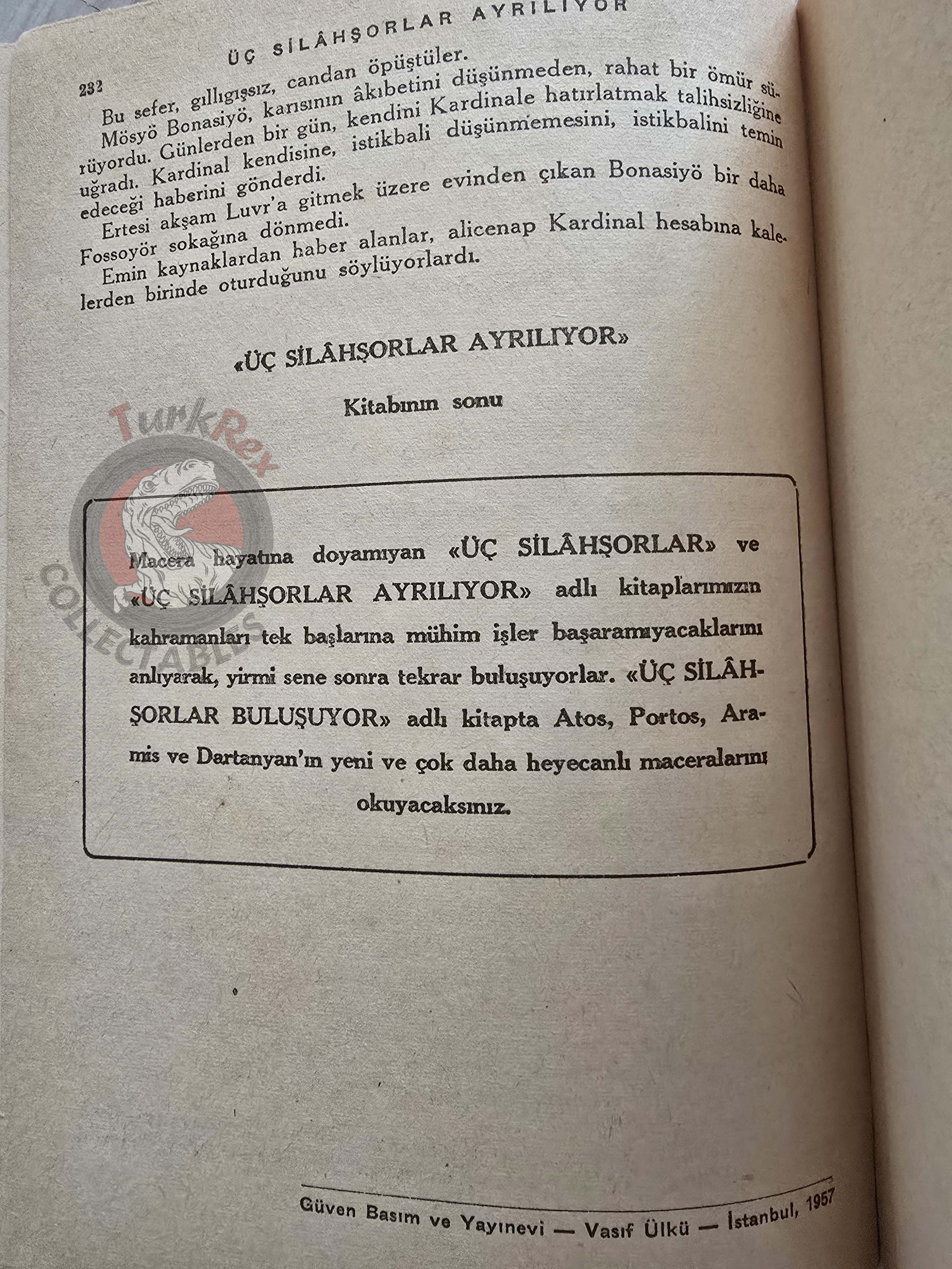 Alexandre Dumas – The Three Musketeers: Ten Years Later 1957 Turkish Book Turkey