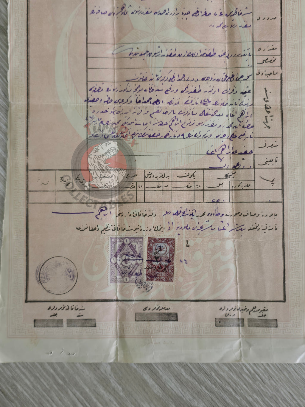 Ottoman 1921 Land Deed Agricultural Land in Amasya Balıklı Muslim Citizen Title Deed