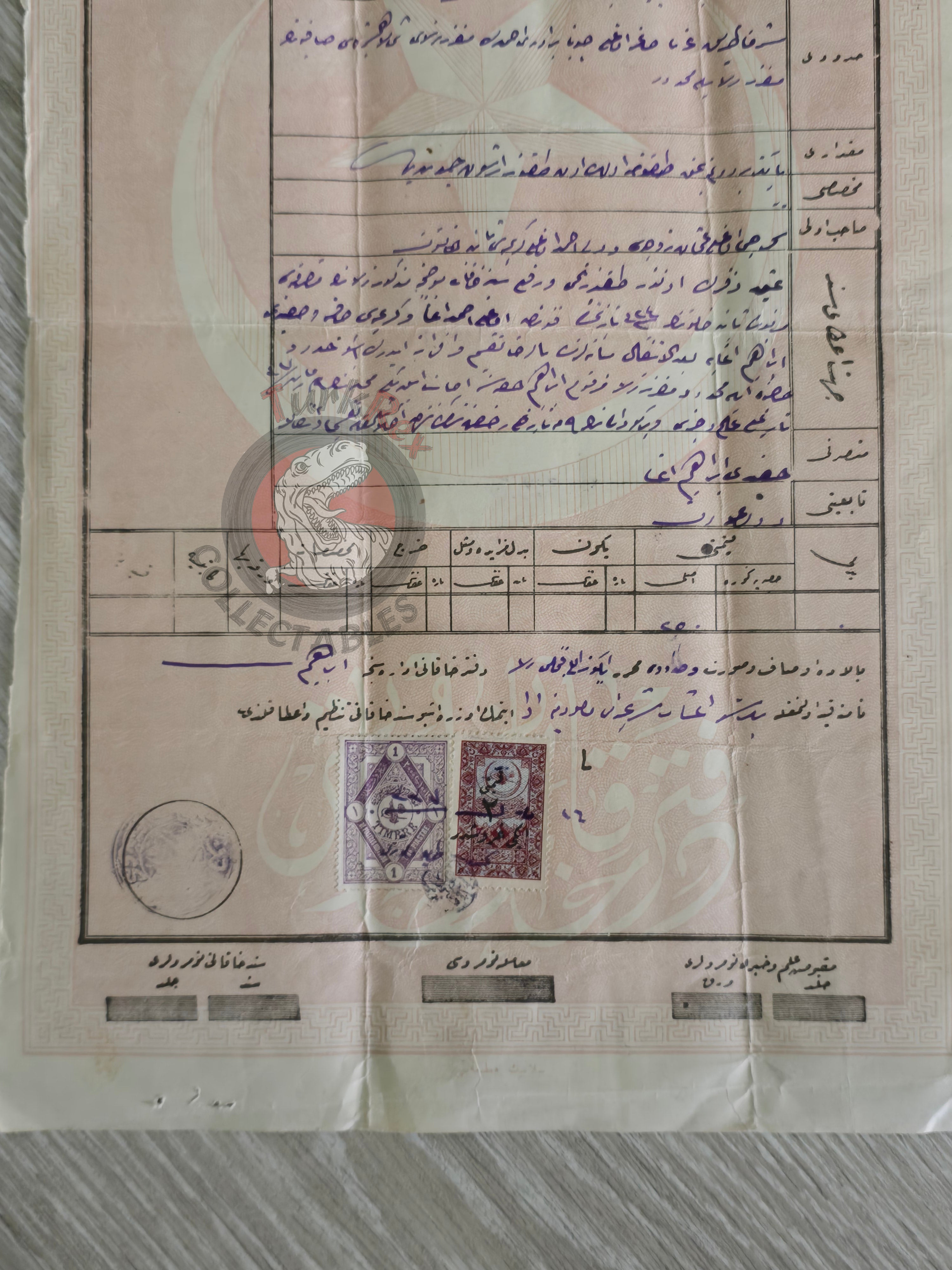 Ottoman 1921 Land Deed Agricultural Land in Amasya Balıklı Muslim Citizen Title Deed