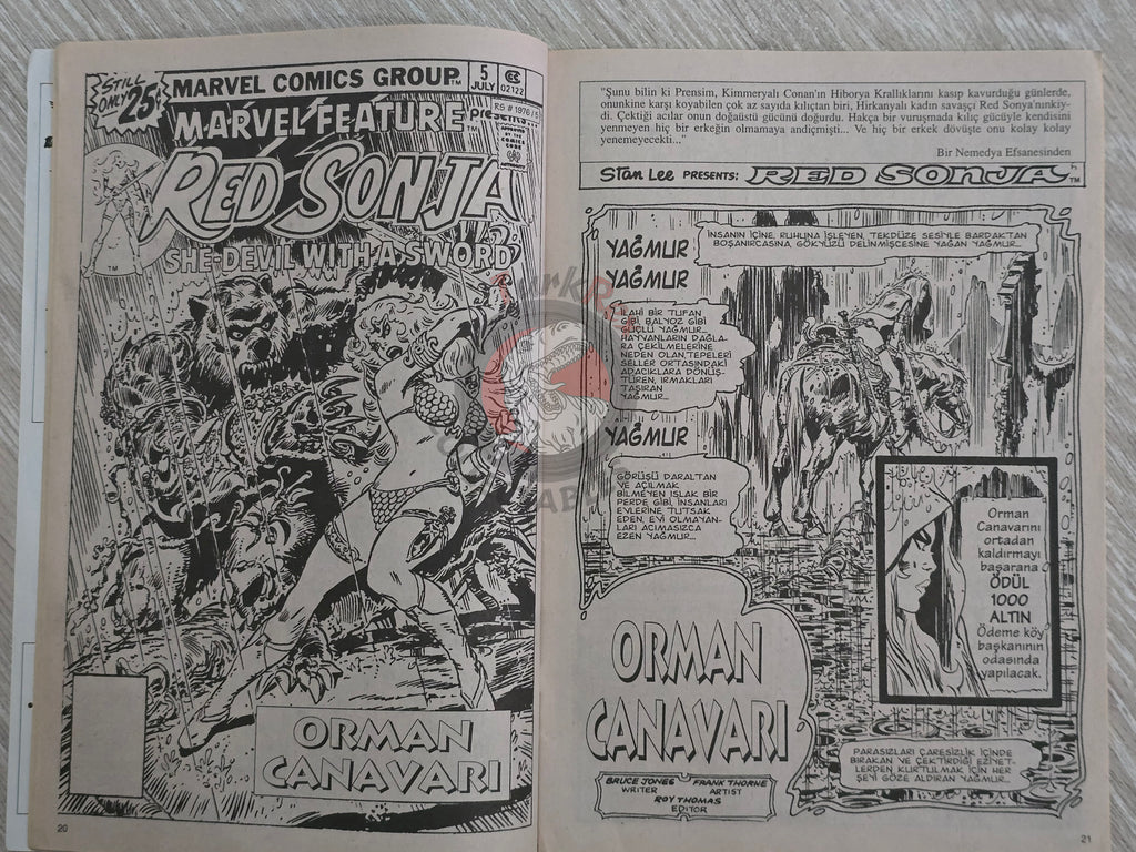 Red Sonja #4 2000 Turkish Comic Turkey Marvel Feature #4 #5 #6 Conan the Barbarian #67
