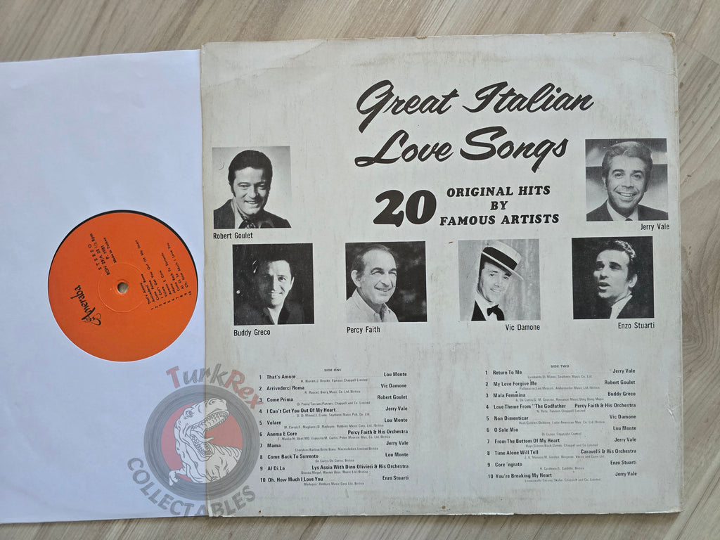 Various – Great Italian Love Songs Turkish Pressing Vinyl Turkey Edition