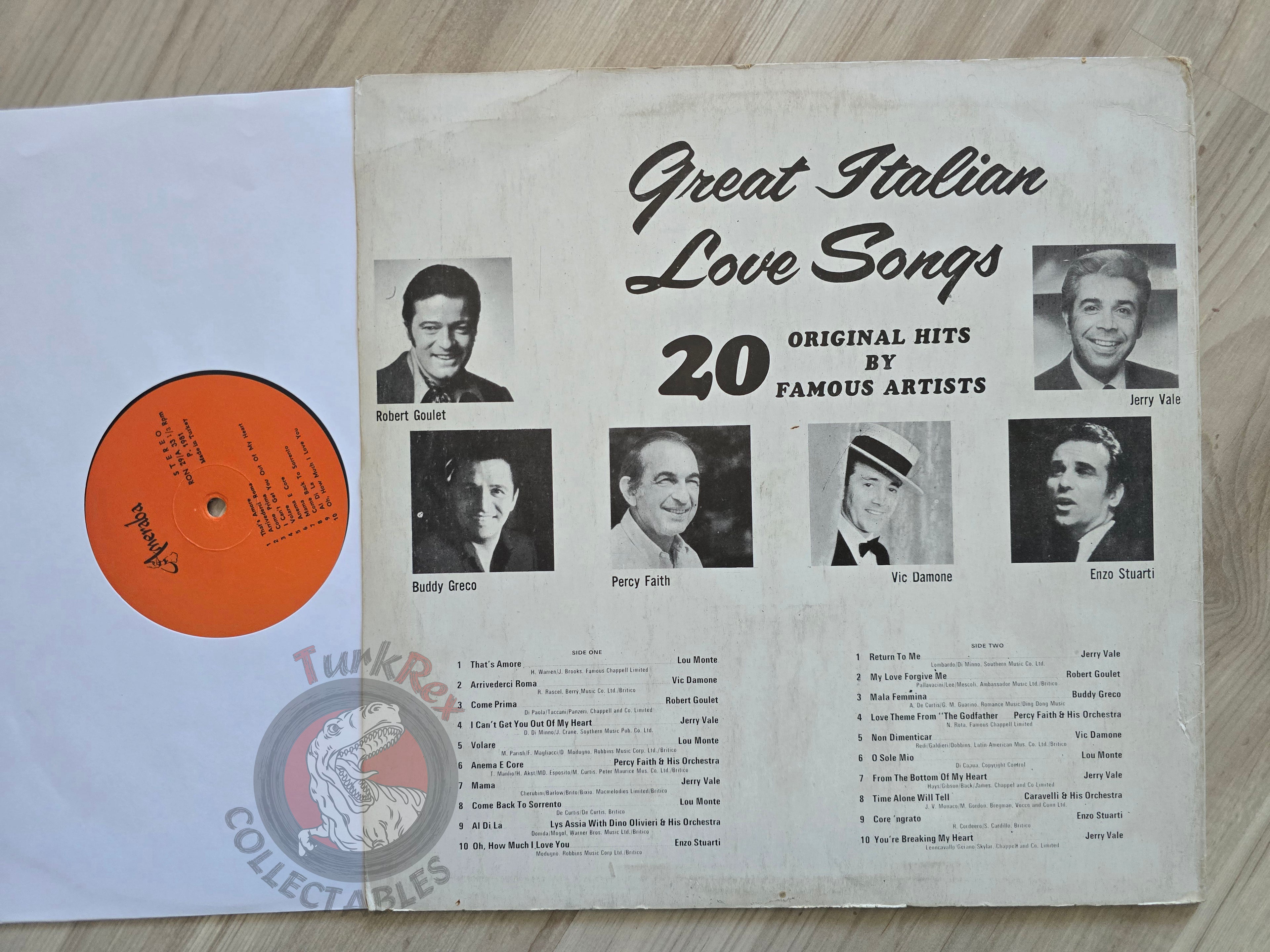 Various – Great Italian Love Songs Turkish Pressing Vinyl Turkey Edition