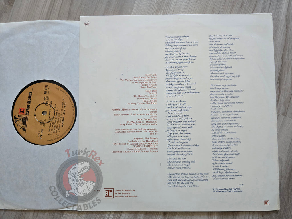 Gordon Lightfoot – Summertime Dream Turkish Pressing Vinyl Turkey Edition