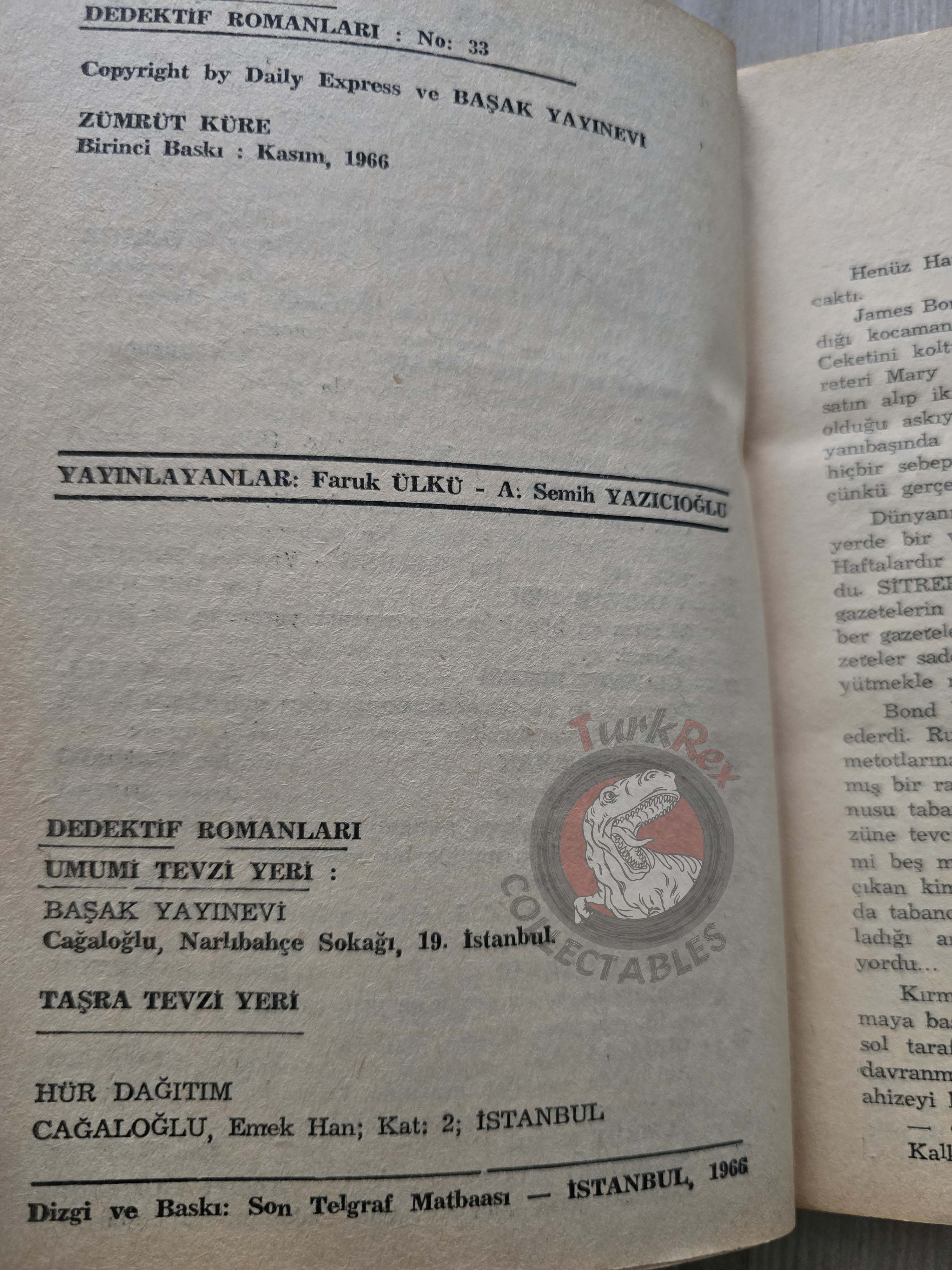 James Bond - The Property of a Lady 1966 1st Turkish Book Turkey Ian Fleming