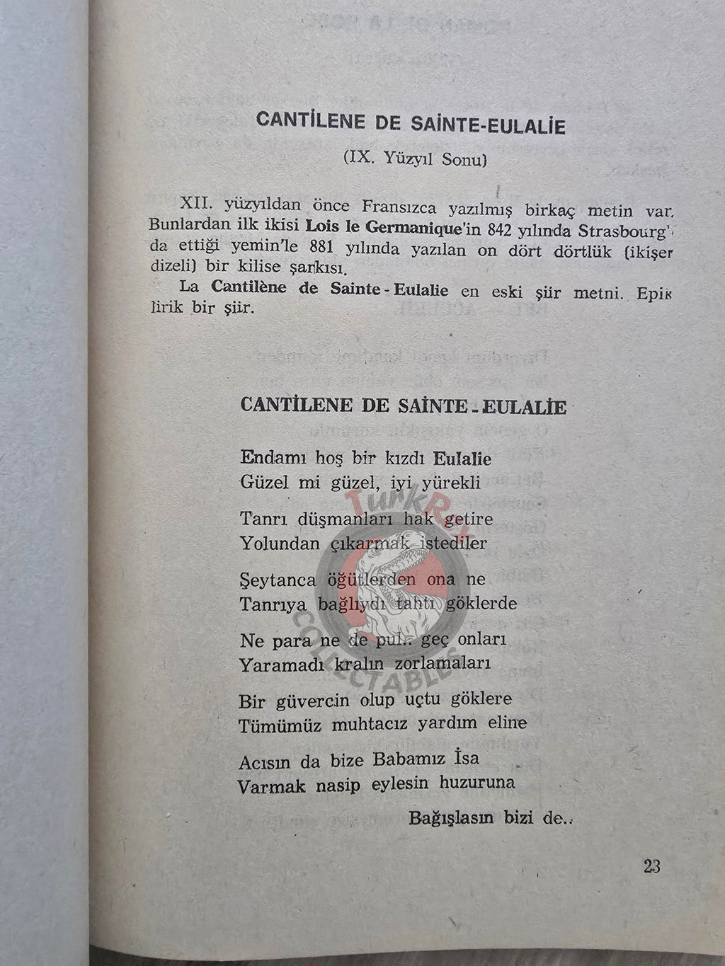 French Poetry 1985 Turkish Book France Cantilène de Sainte-Eulalie François Villon