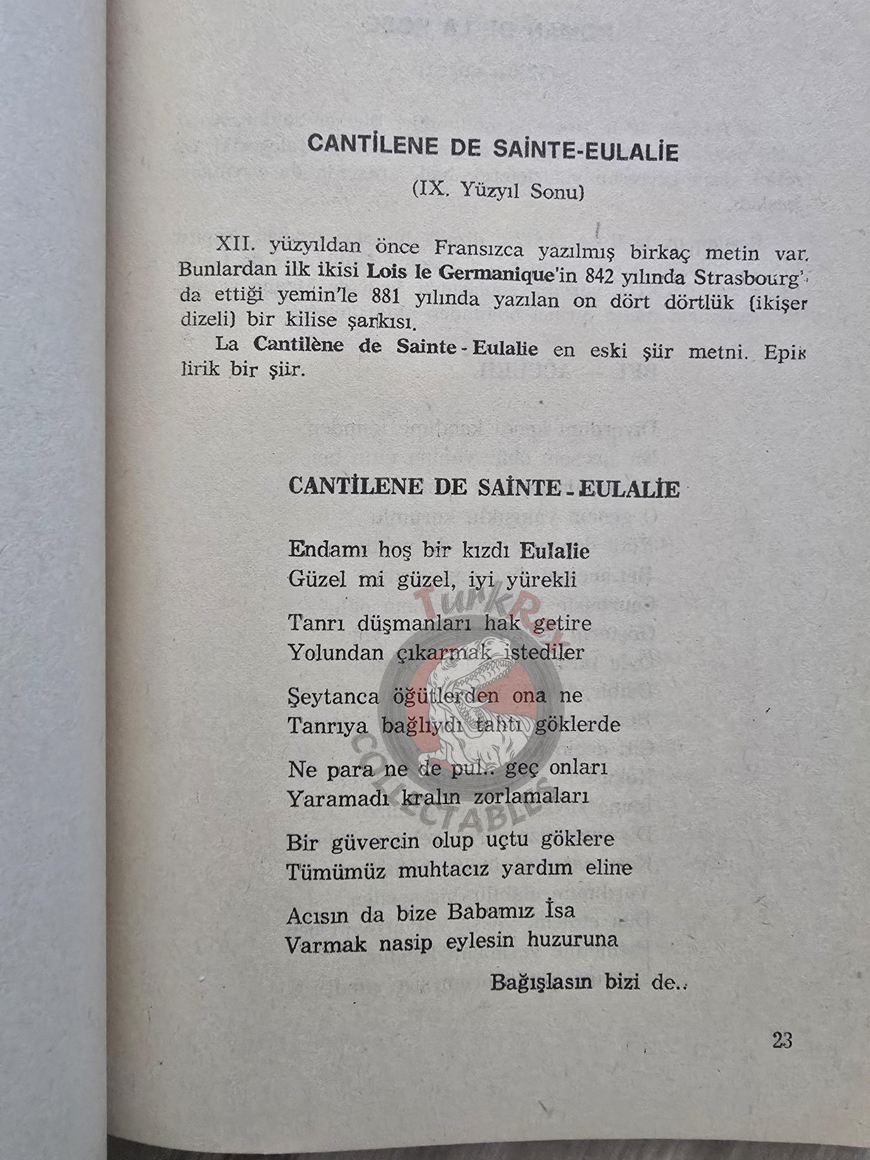 French Poetry 1985 Turkish Book France Cantilène de Sainte-Eulalie François Villon