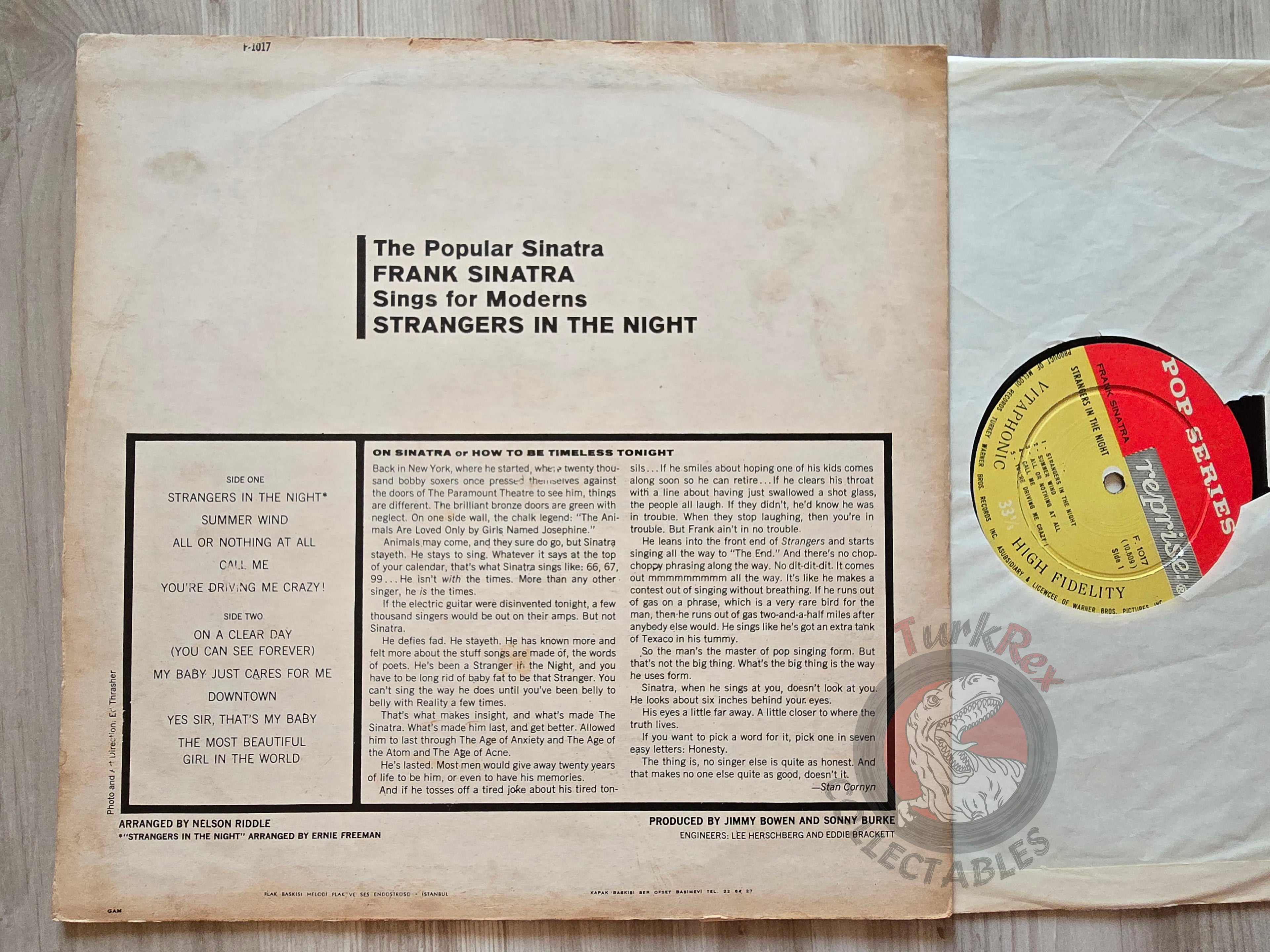 Frank Sinatra – Strangers In The Night Turkish Pressing Vinyl Turkey Edition