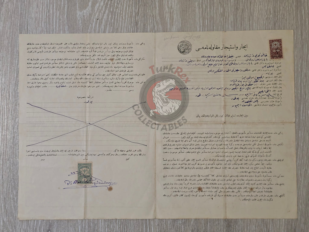 Ottoman Rental Contract of Home İstanbul 1920 Greek and Armenian Citizens Armenia