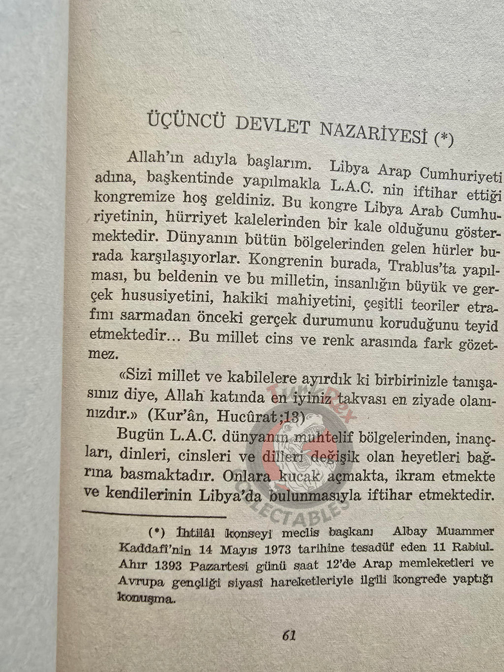 Muammer Kaddafi - My Views Libya Propaganda 1975 Turkish Book Turkey Gaddafi